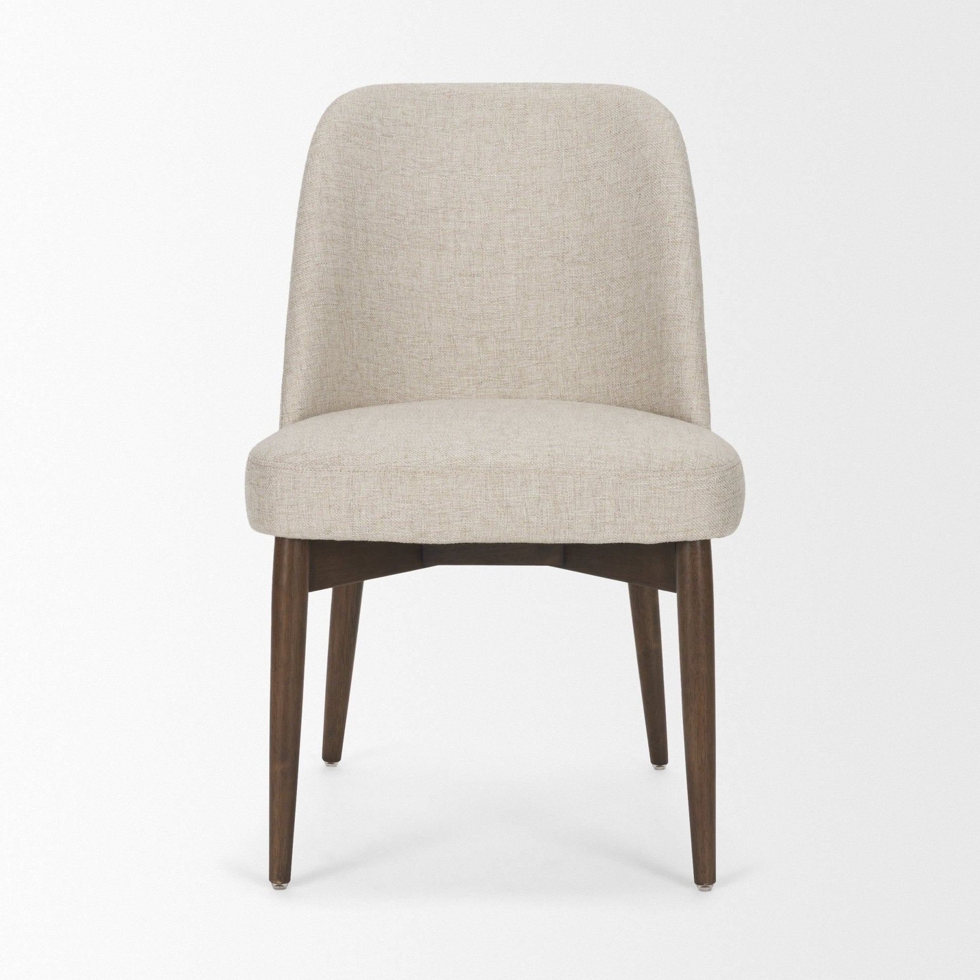 Abbie Curved Back Oatmeal Fabric Armless Dining Chair - Central Designs