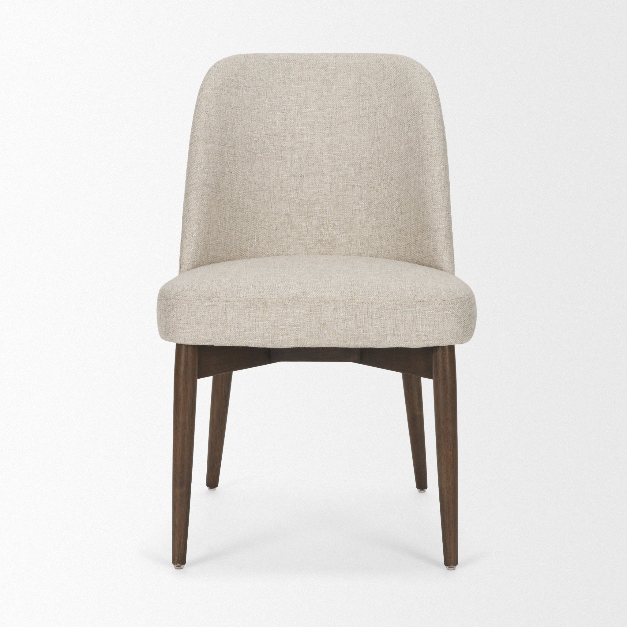 Abbie Curved Back Oatmeal Fabric Armless Dining Chair - Central Designs