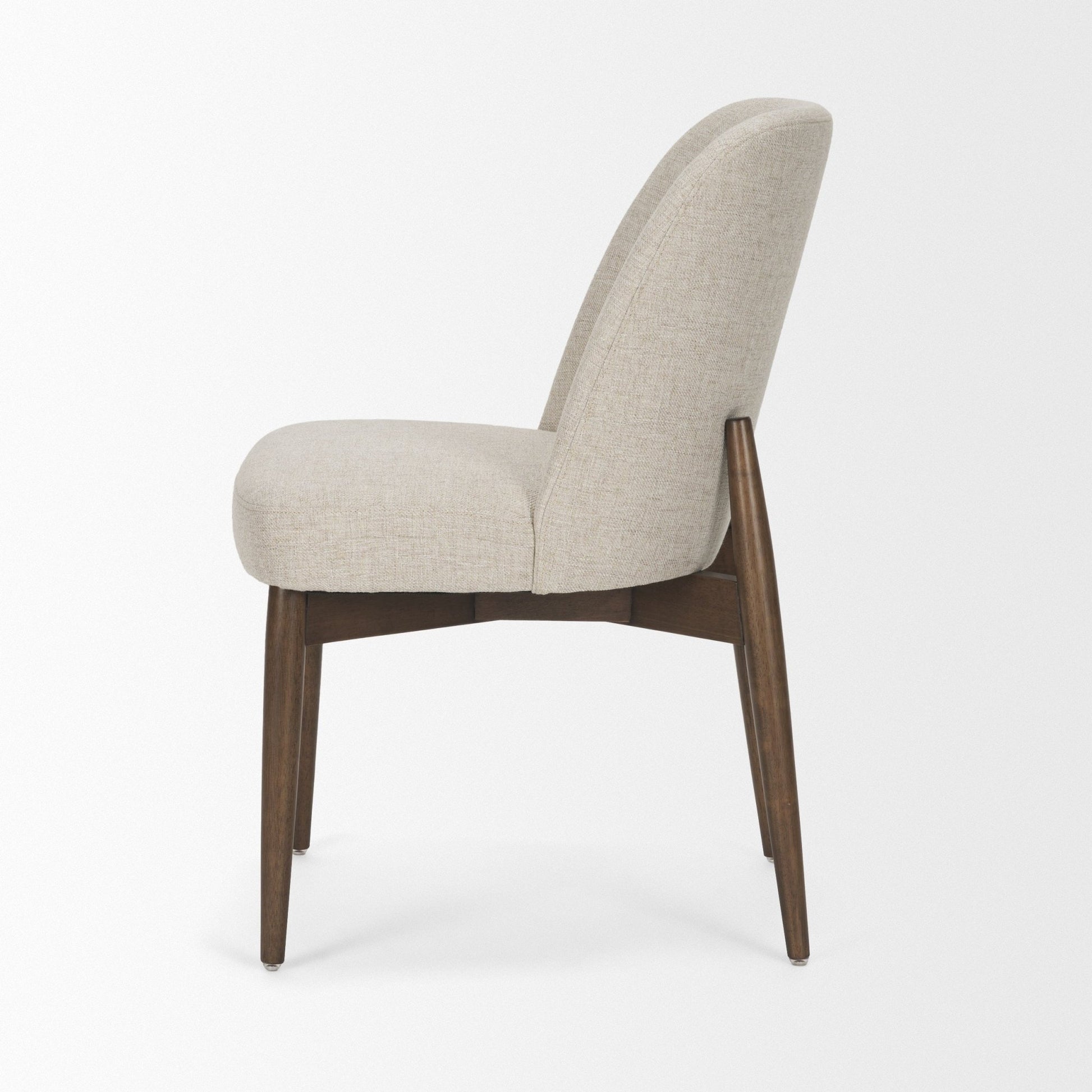 Abbie Curved Back Oatmeal Fabric Armless Dining Chair - Central Designs