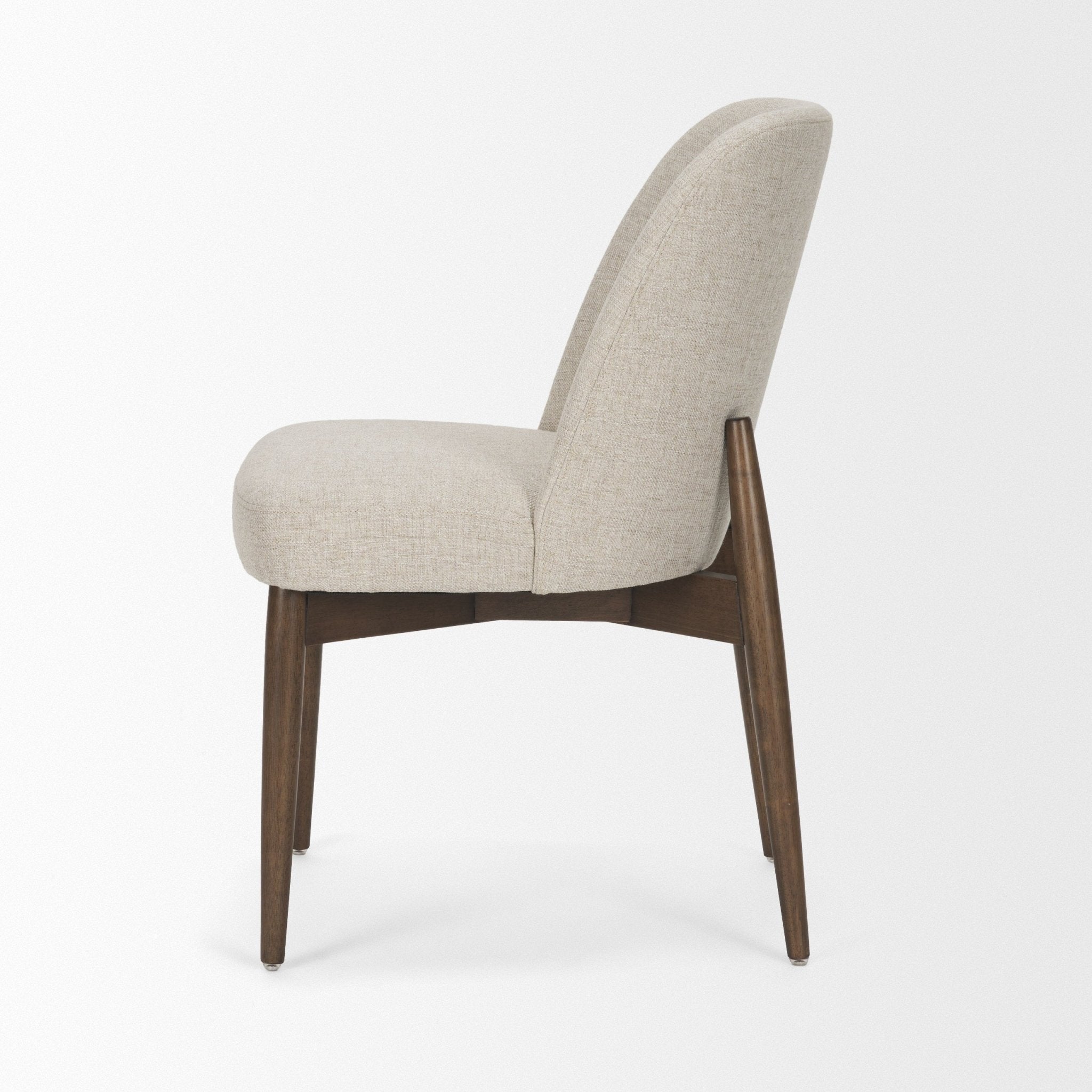 Abbie Curved Back Oatmeal Fabric Armless Dining Chair - Central Designs