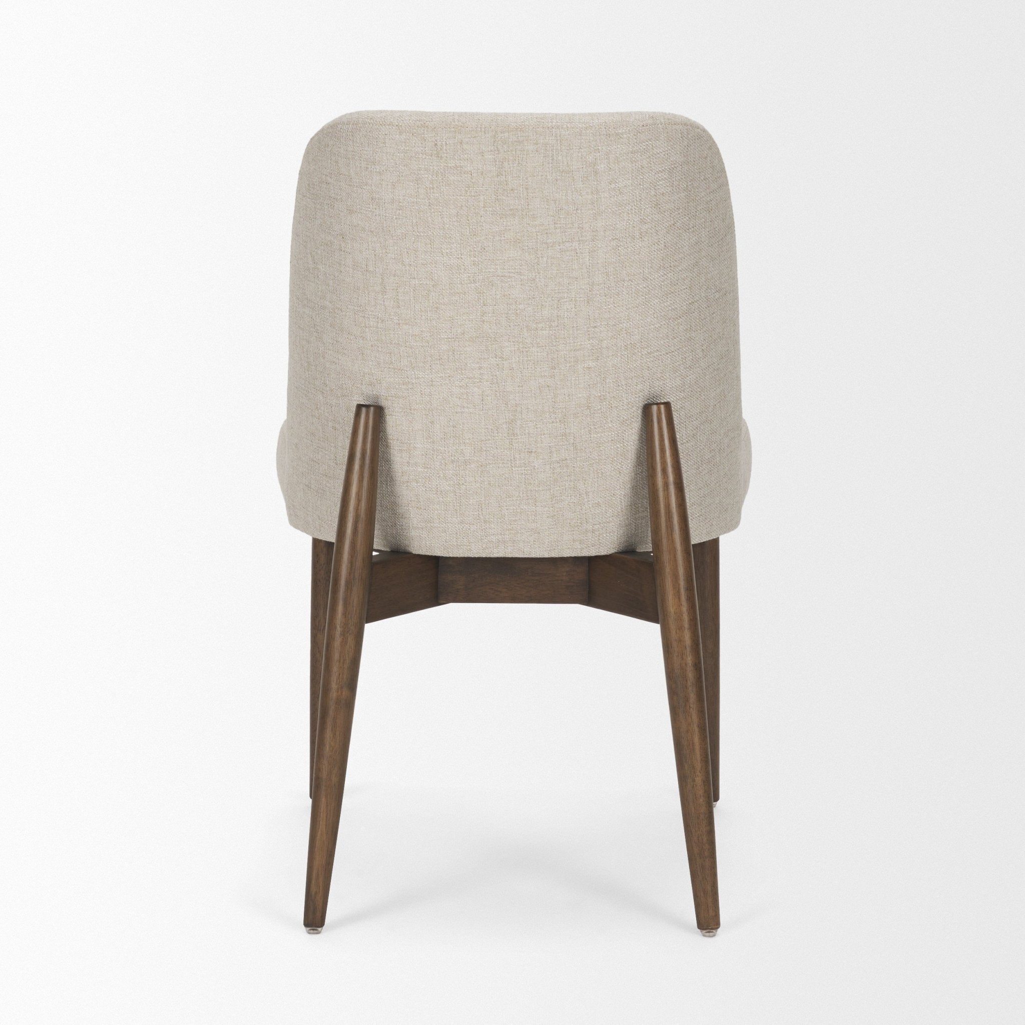 Abbie Curved Back Oatmeal Fabric Armless Dining Chair - Central Designs