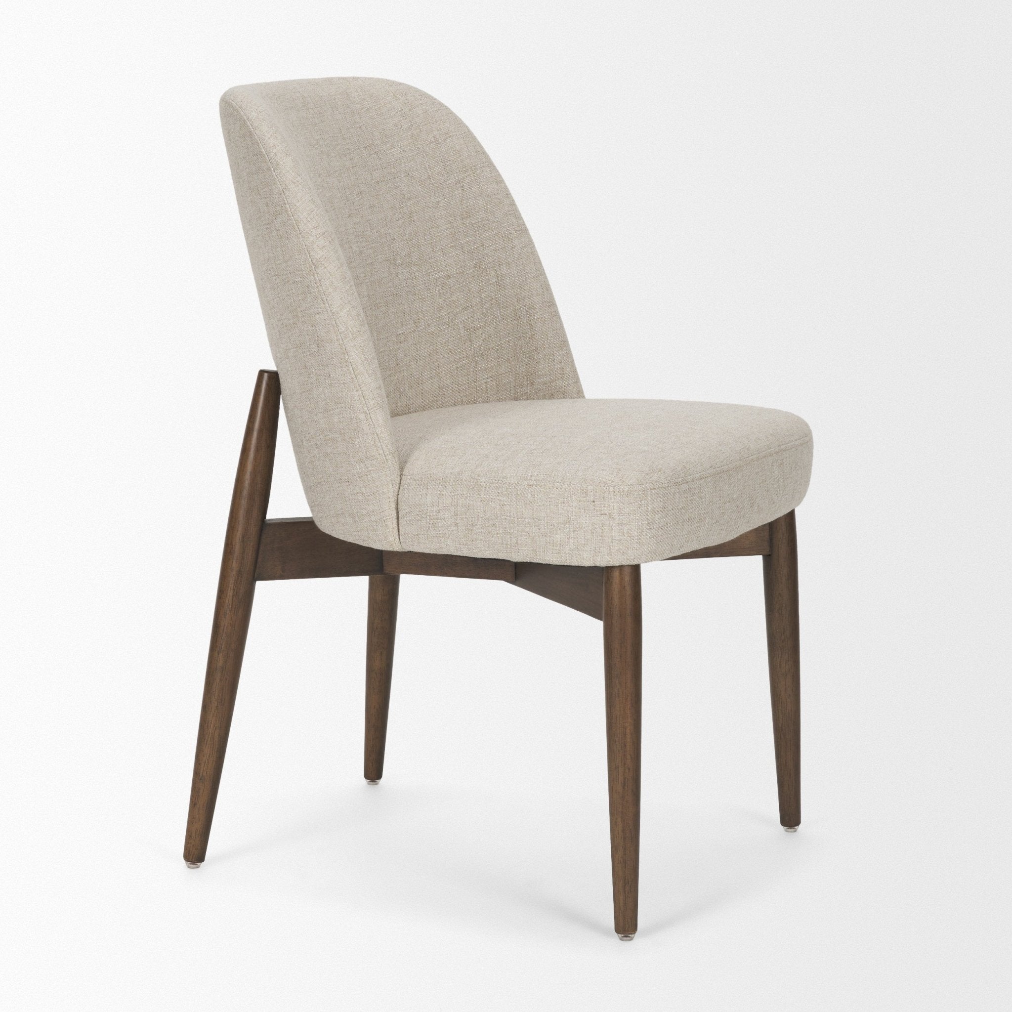 Abbie Curved Back Oatmeal Fabric Armless Dining Chair - Central Designs