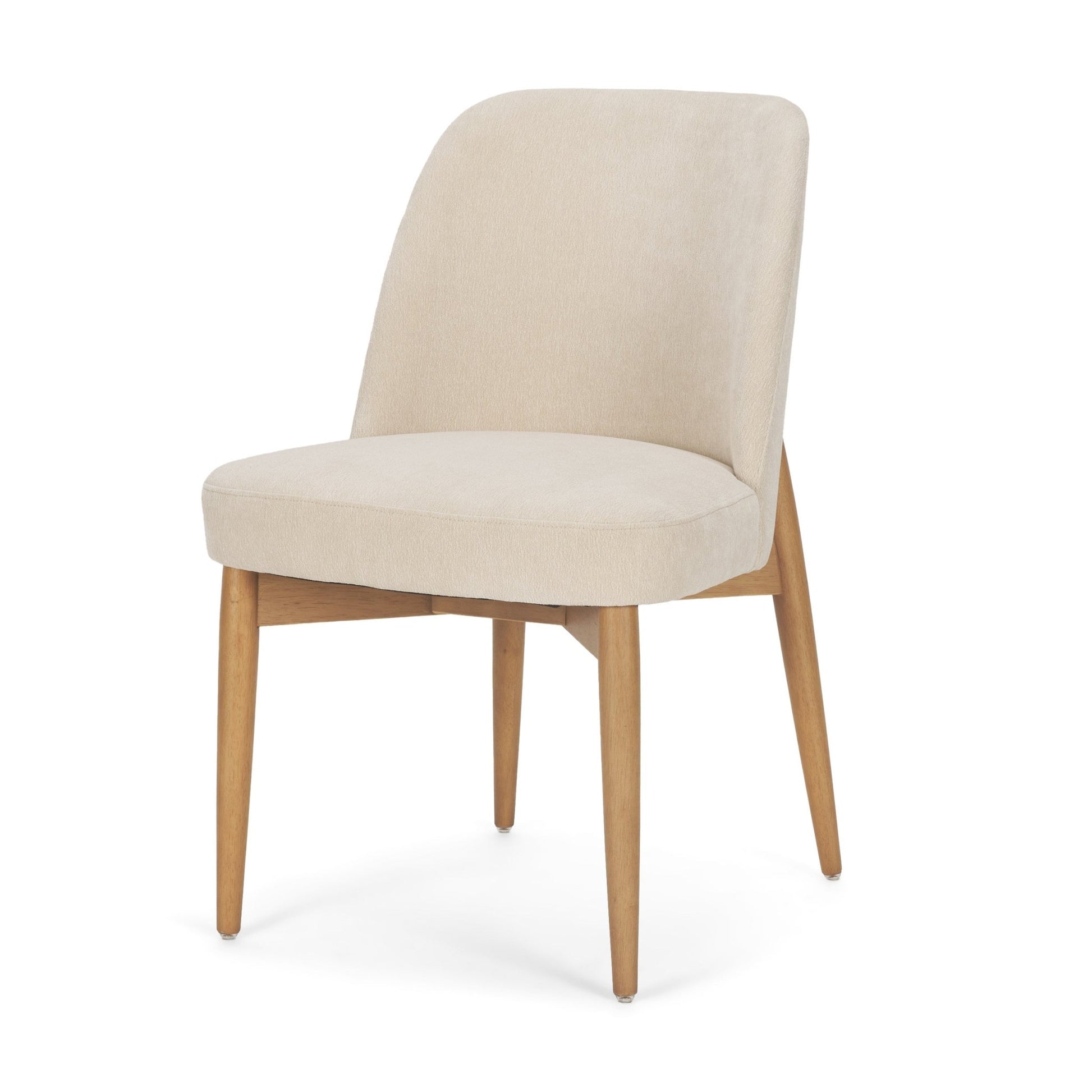 Abbie Curved Back Oatmeal Fabric Dining Side Chair - Central Designs