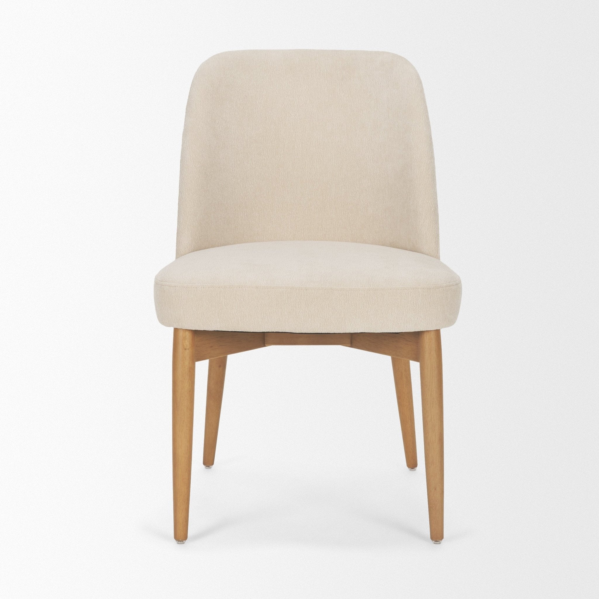 Abbie Curved Back Oatmeal Fabric Dining Side Chair - Central Designs
