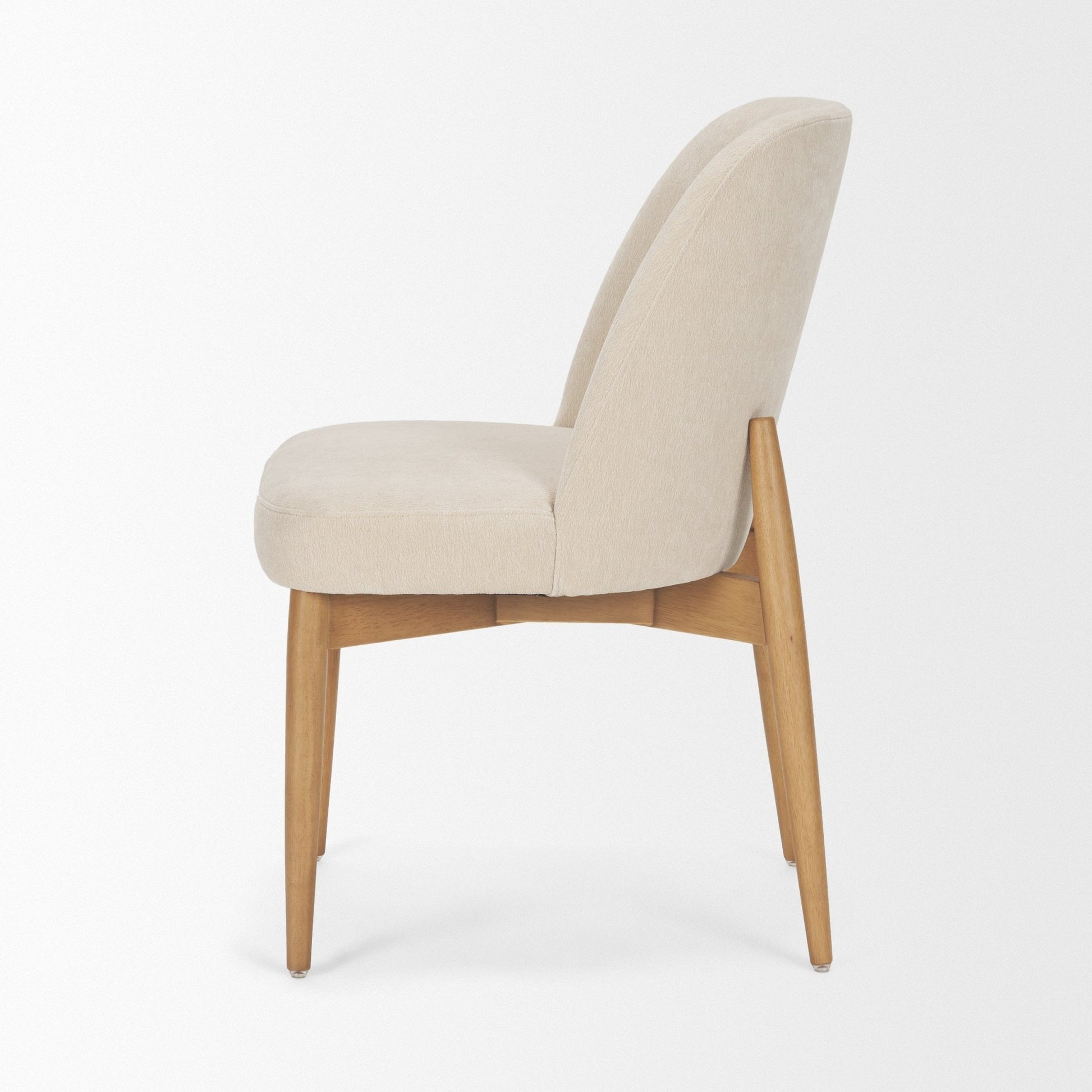 Abbie Curved Back Oatmeal Fabric Dining Side Chair - Central Designs