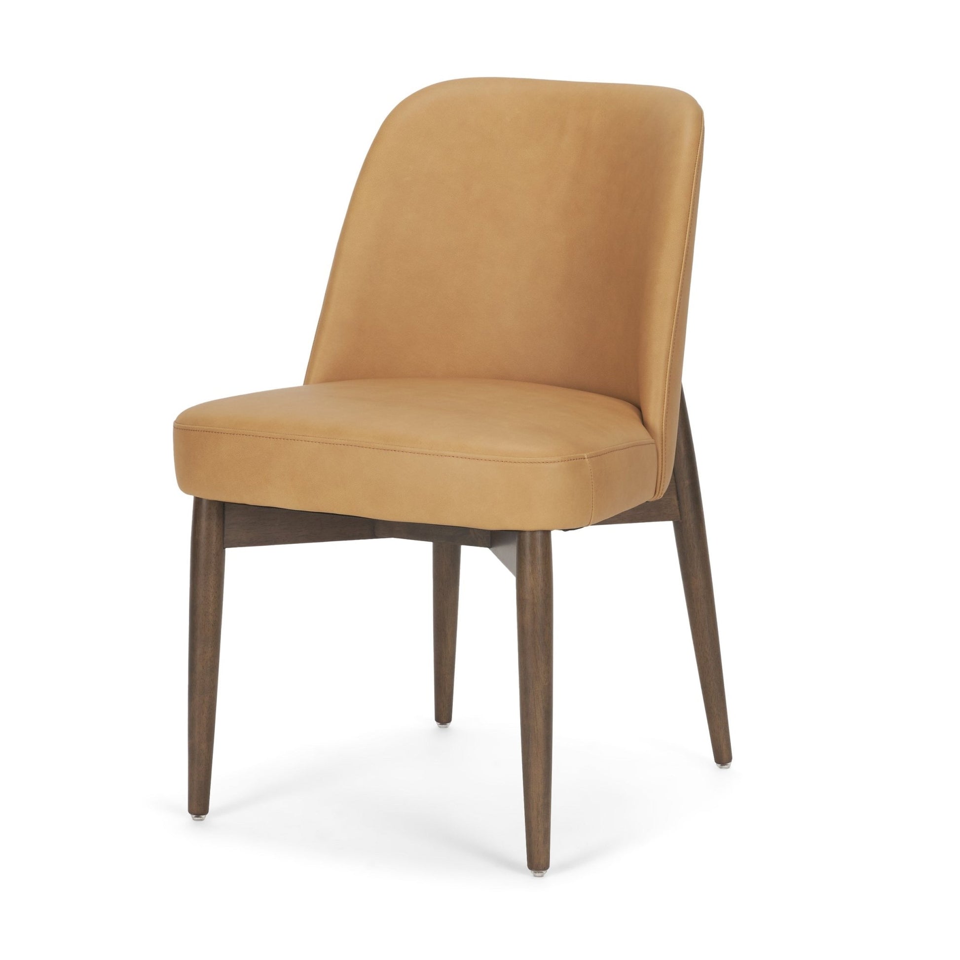 Abbie Slope Curved Back Tan Leather Dining Side Chair - Central Designs