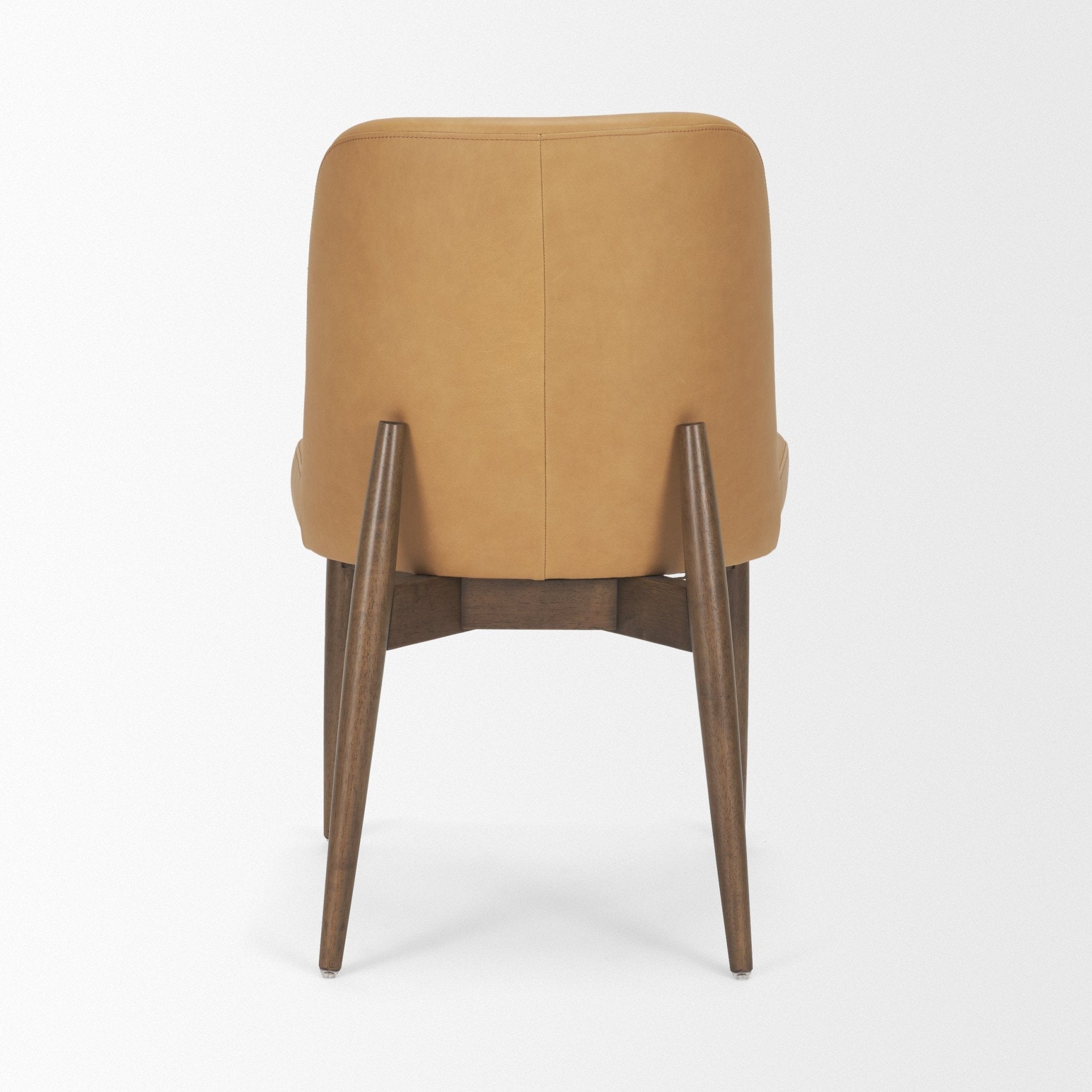Abbie Slope Curved Back Tan Leather Dining Side Chair - Central Designs