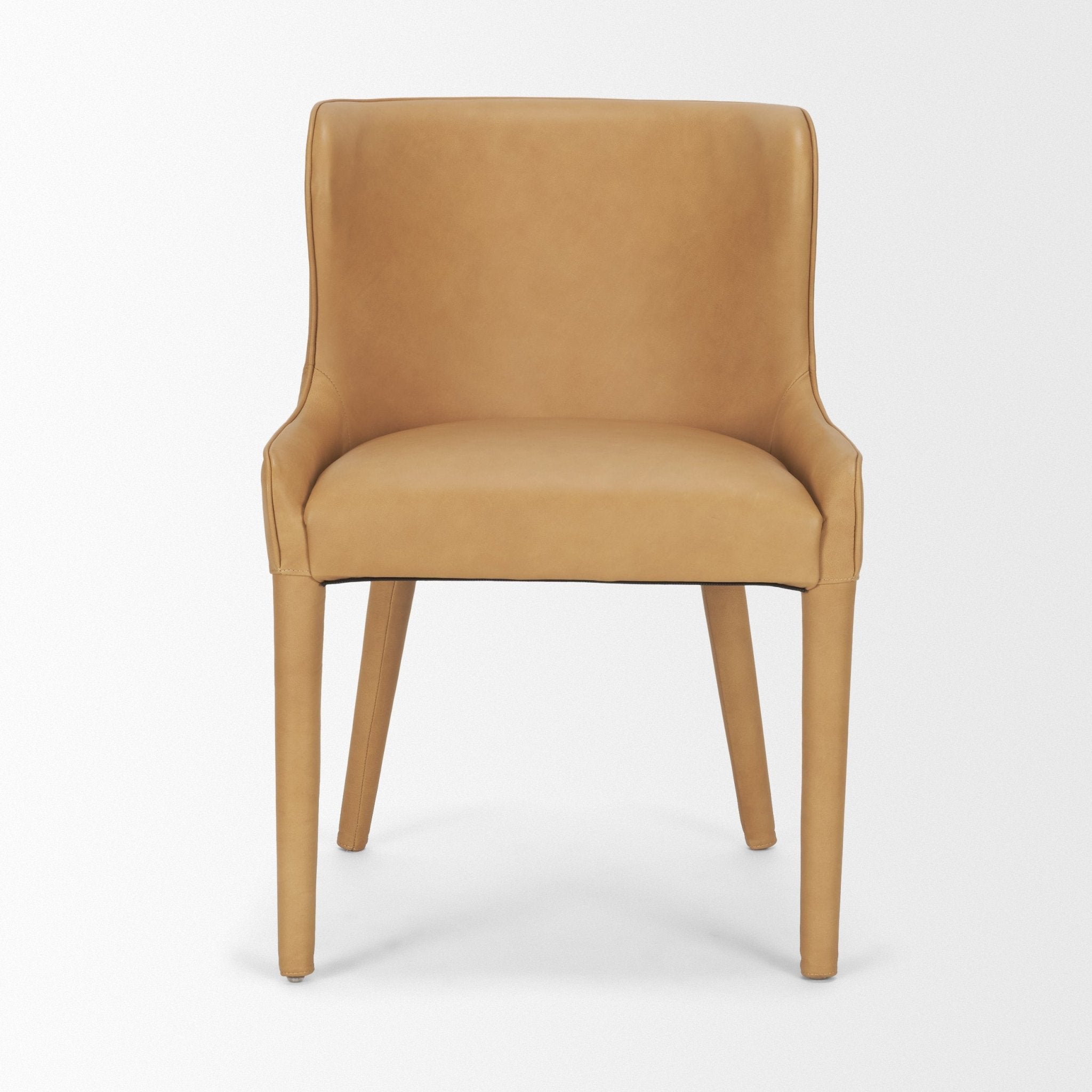Nolan Slope Tan Leather Dining Chair - Central Designs