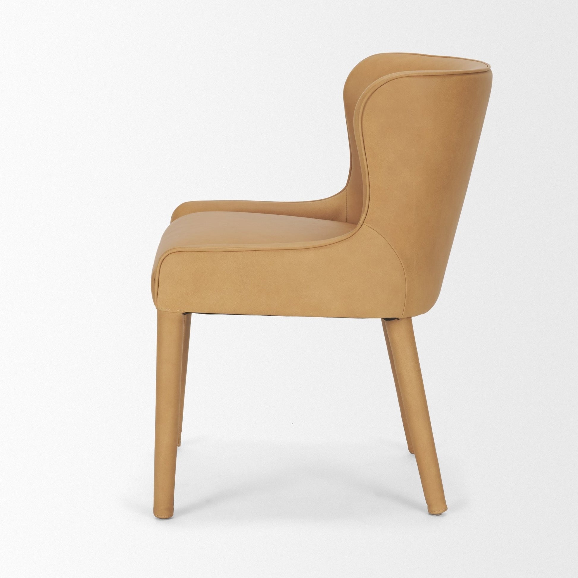 Nolan Slope Tan Leather Dining Chair - Central Designs