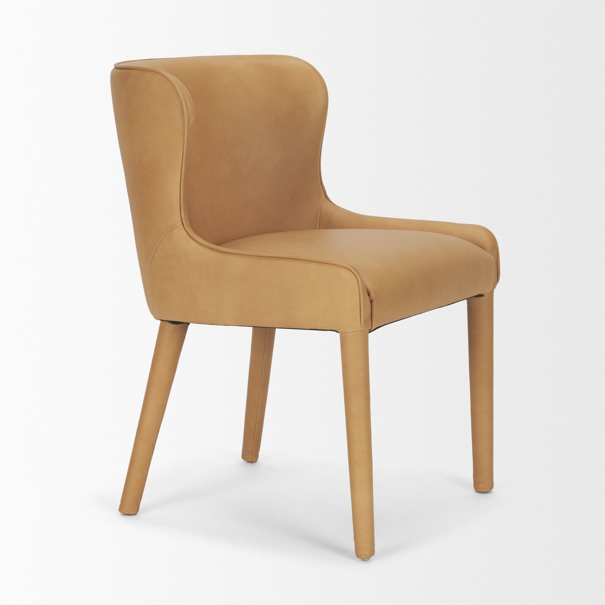 Nolan Slope Tan Leather Dining Chair - Central Designs