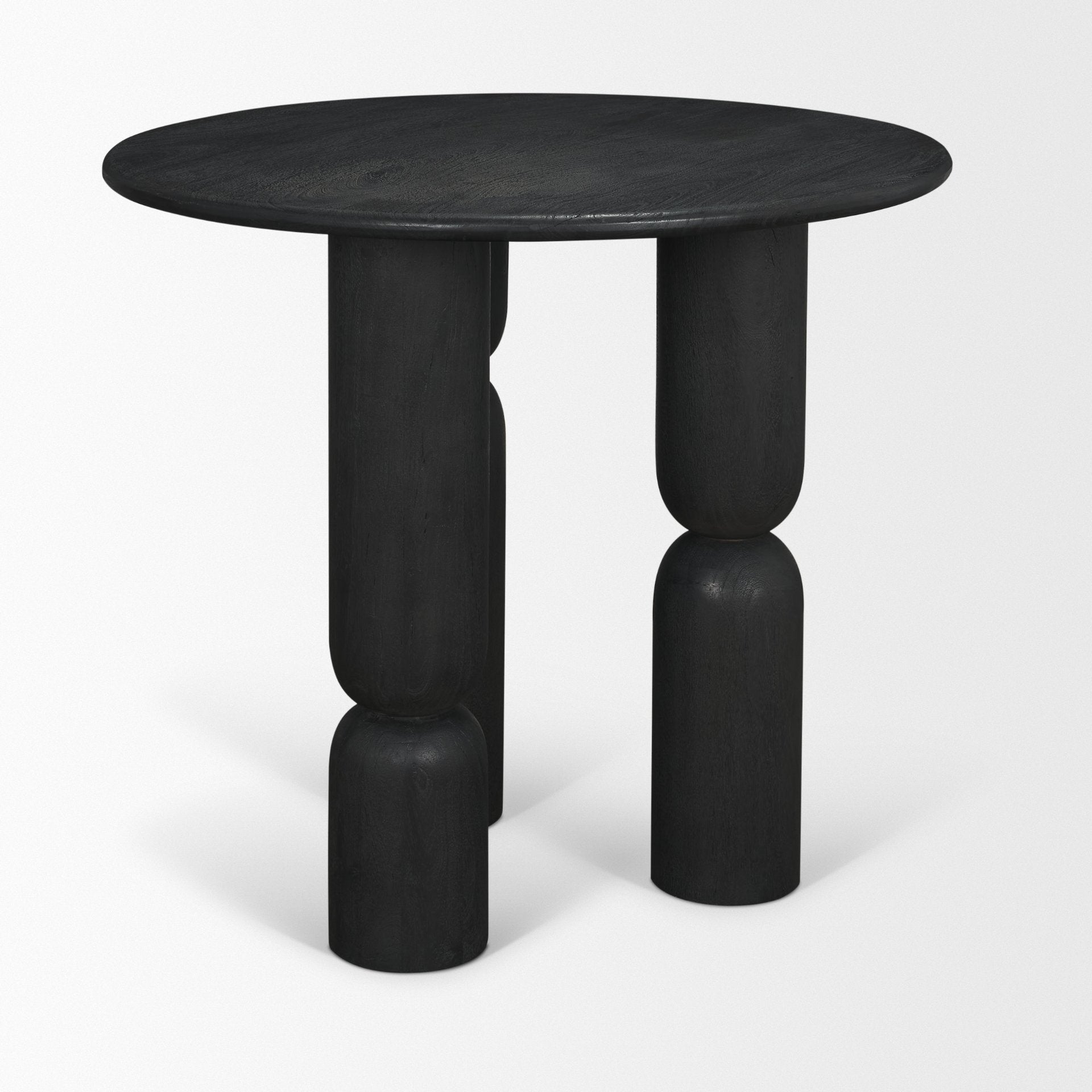Sonel Matte Black Wood Pedestal Foyer Table - Central Designs