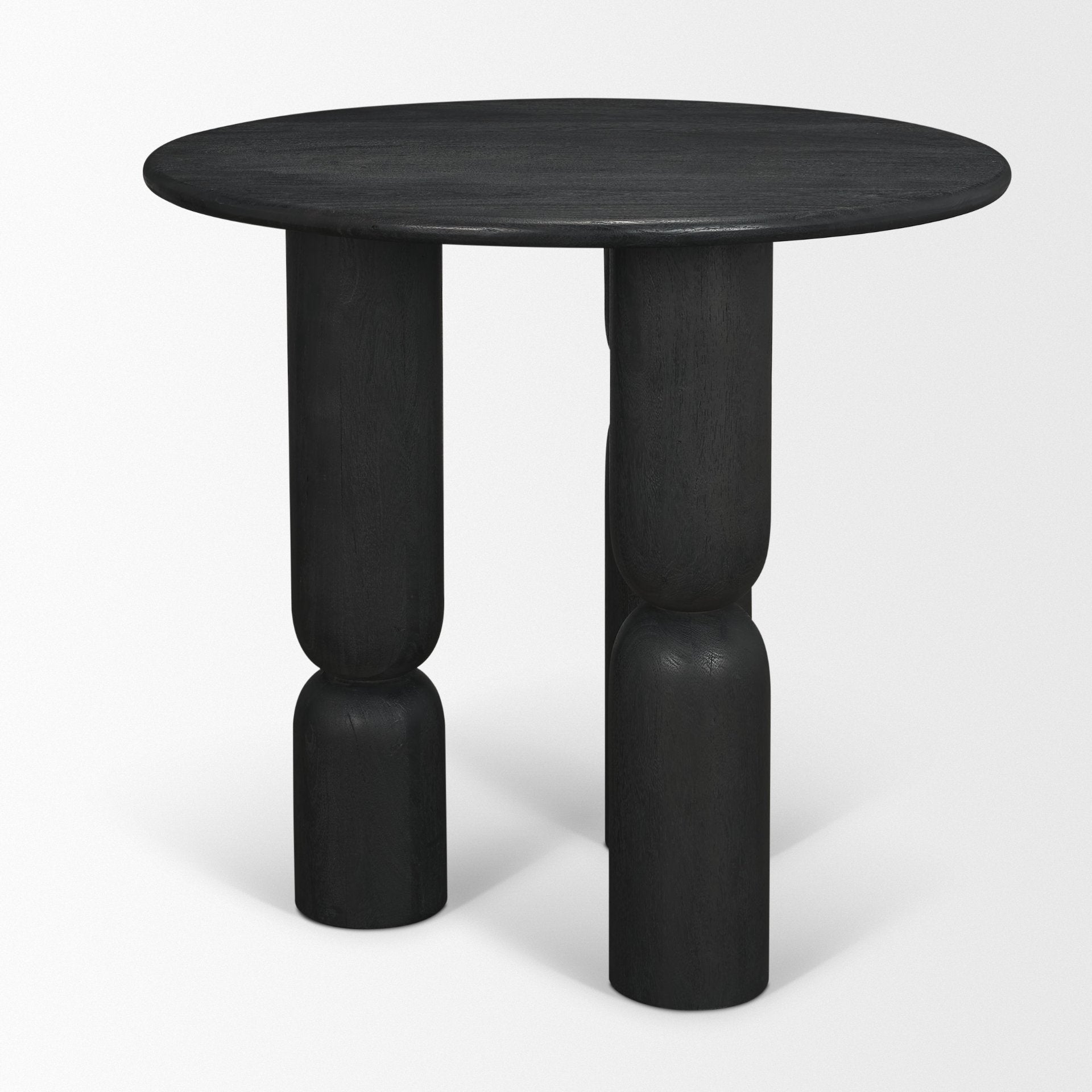 Sonel Matte Black Wood Pedestal Foyer Table - Central Designs