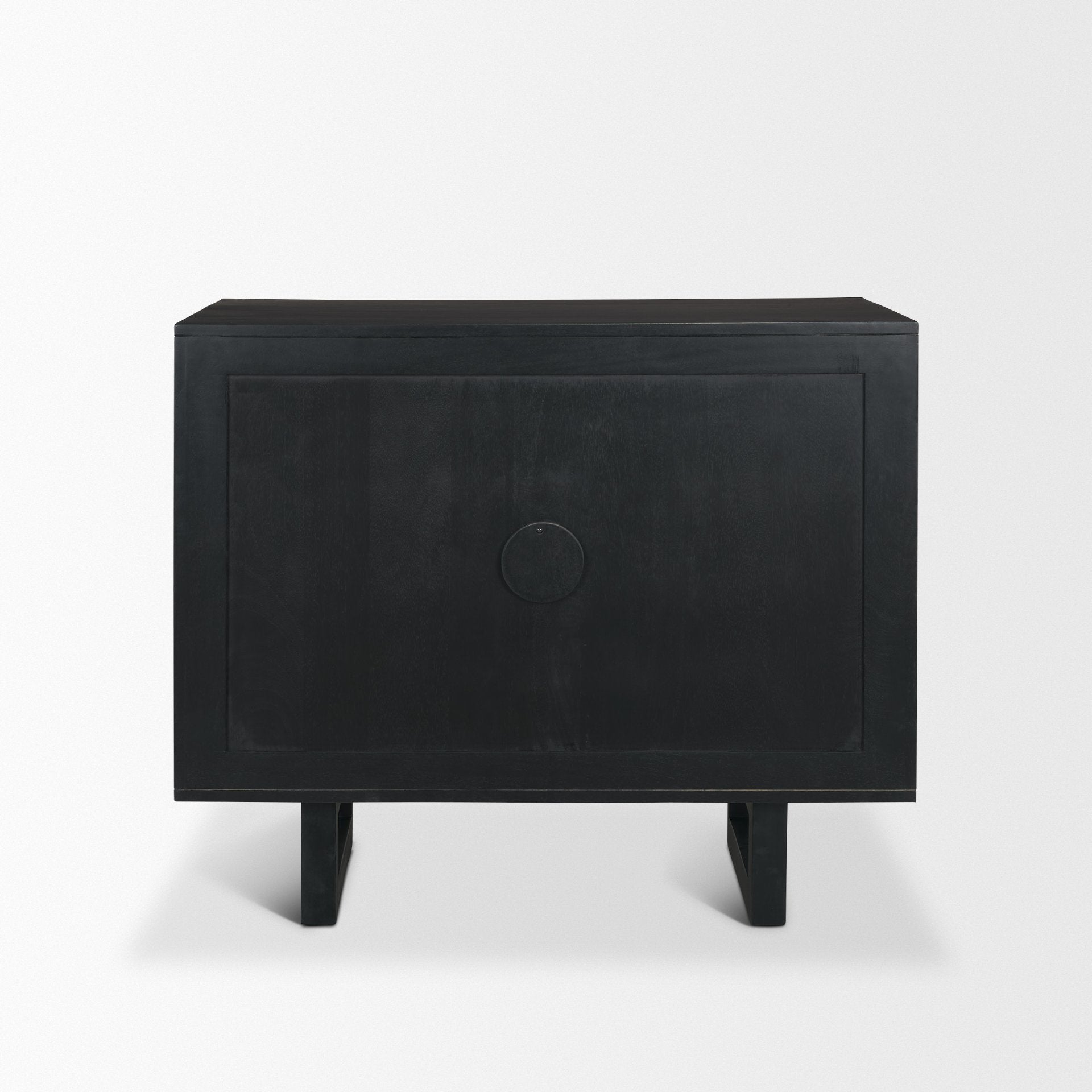 Grier Matte Black Stained Wood w/ Black Cane Accent Cabinet - Central Designs