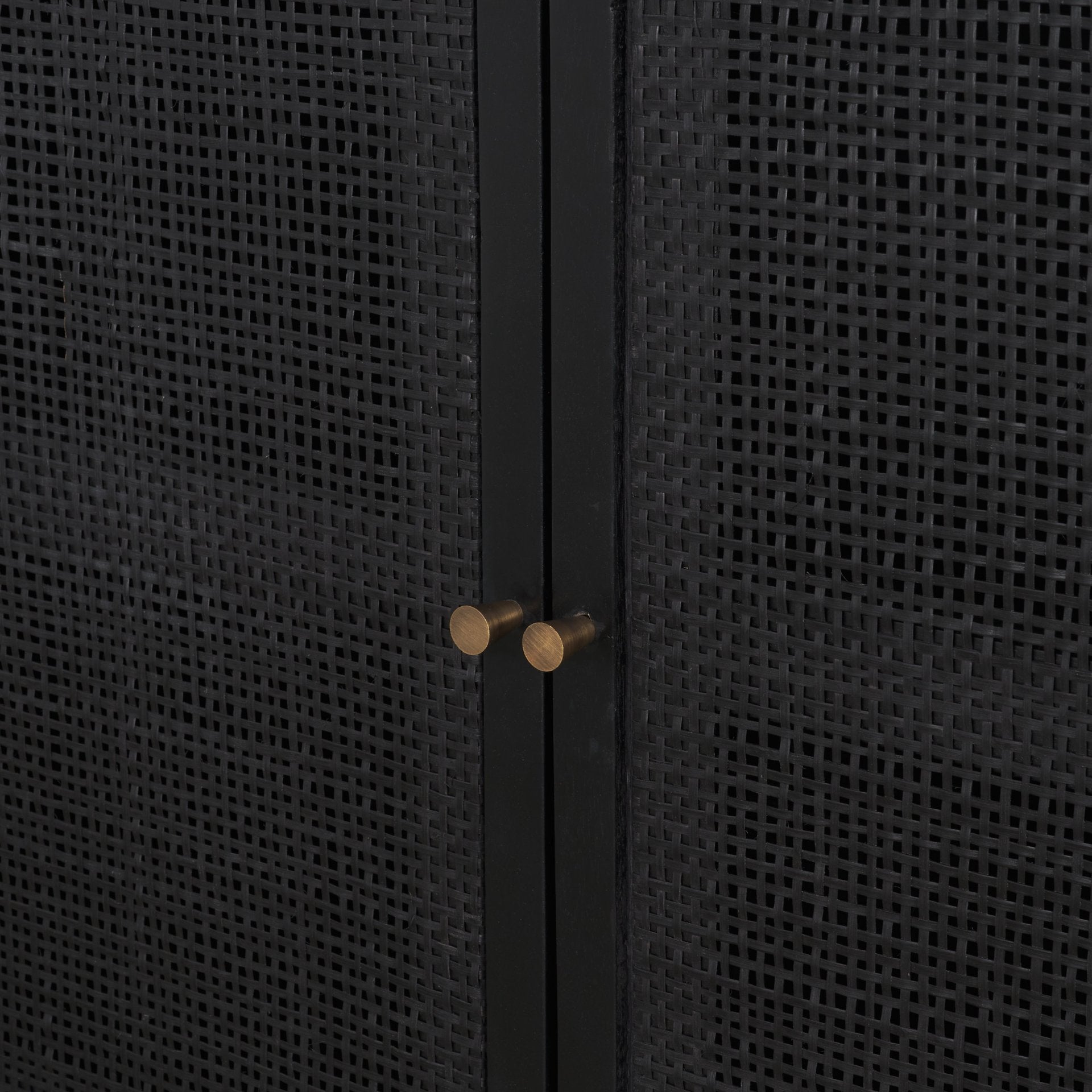 Grier Matte Black Stained Wood w/ Black Cane Accent Cabinet - Central Designs