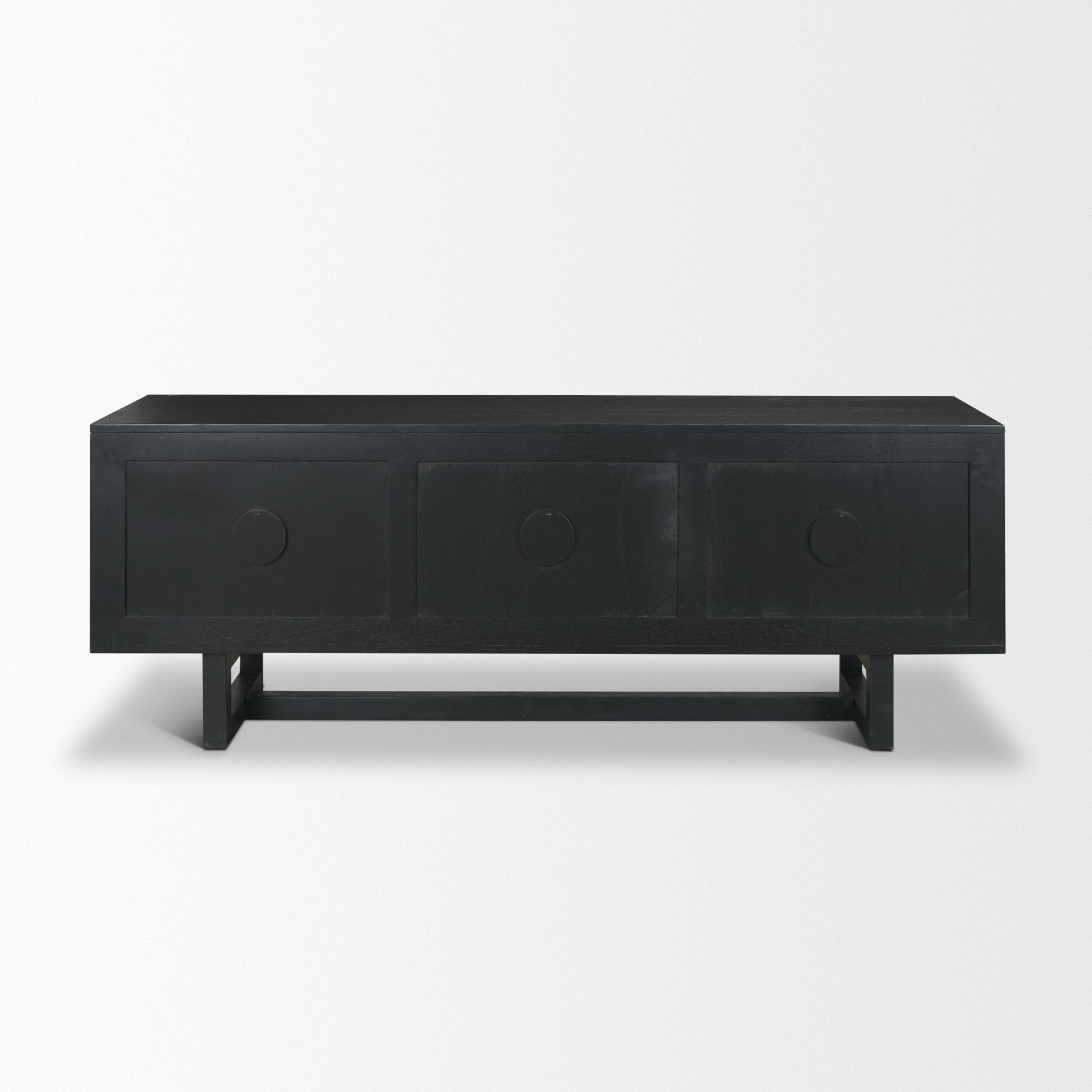 Grier 65" Black Solid Wood W/ Black Cane Media Console - Central Designs