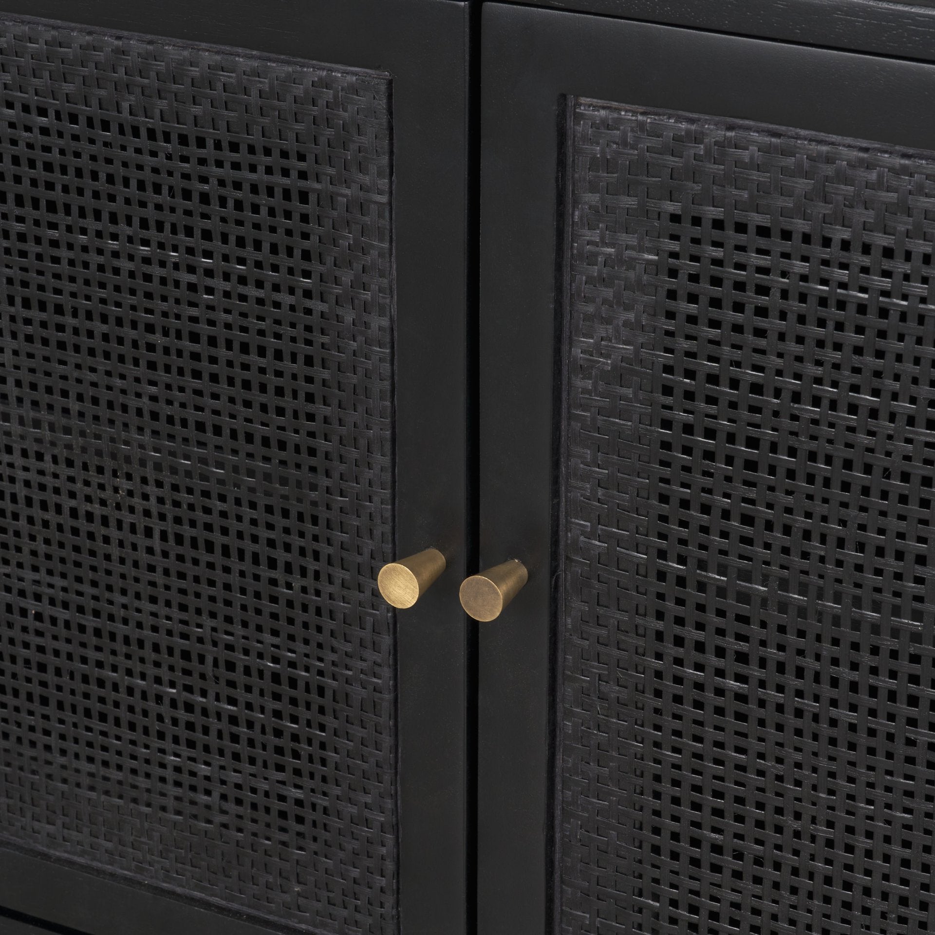 Grier 65" Black Solid Wood W/ Black Cane Media Console - Central Designs