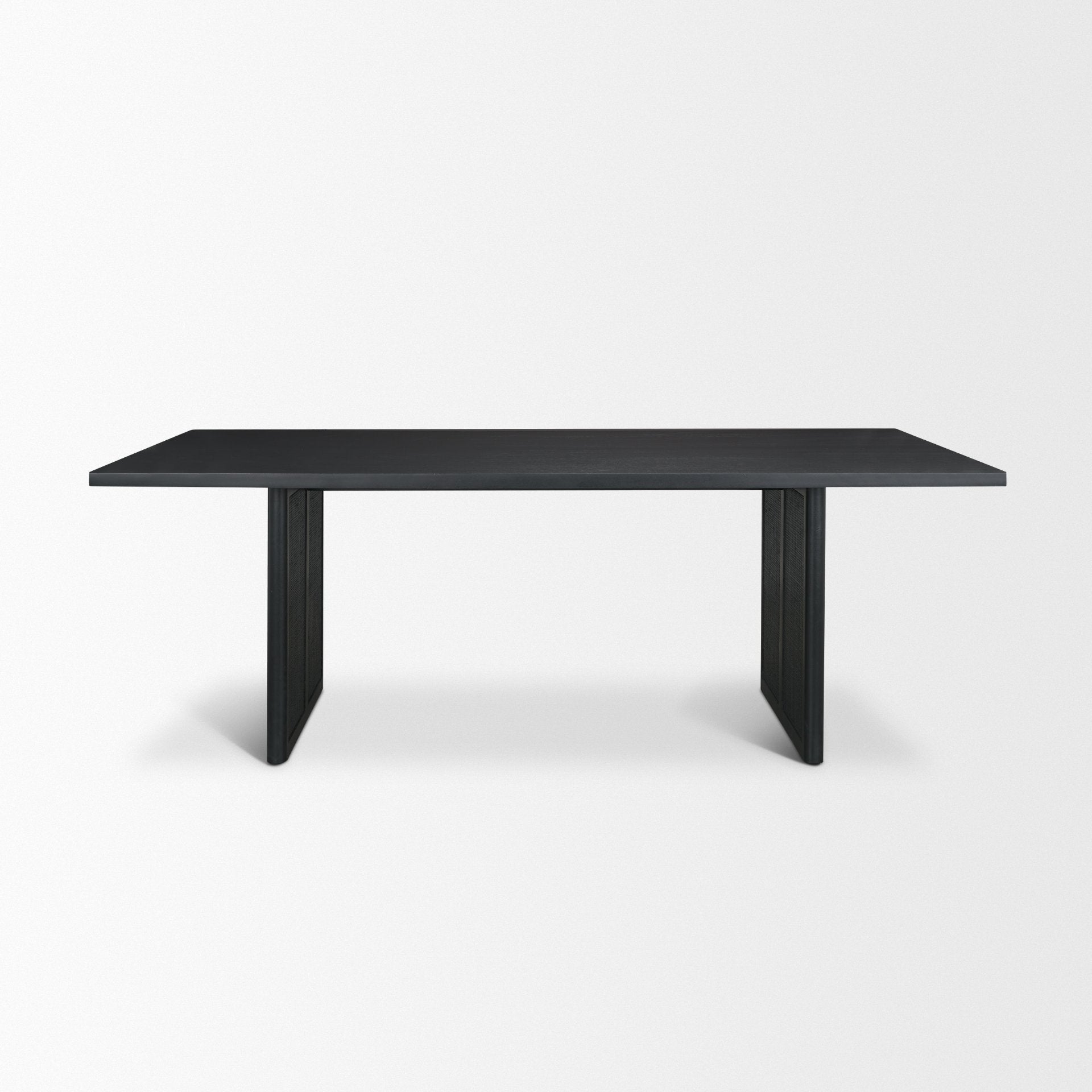 Grier 84" Black Wood w/ Black Cane Dining Table - Central Designs