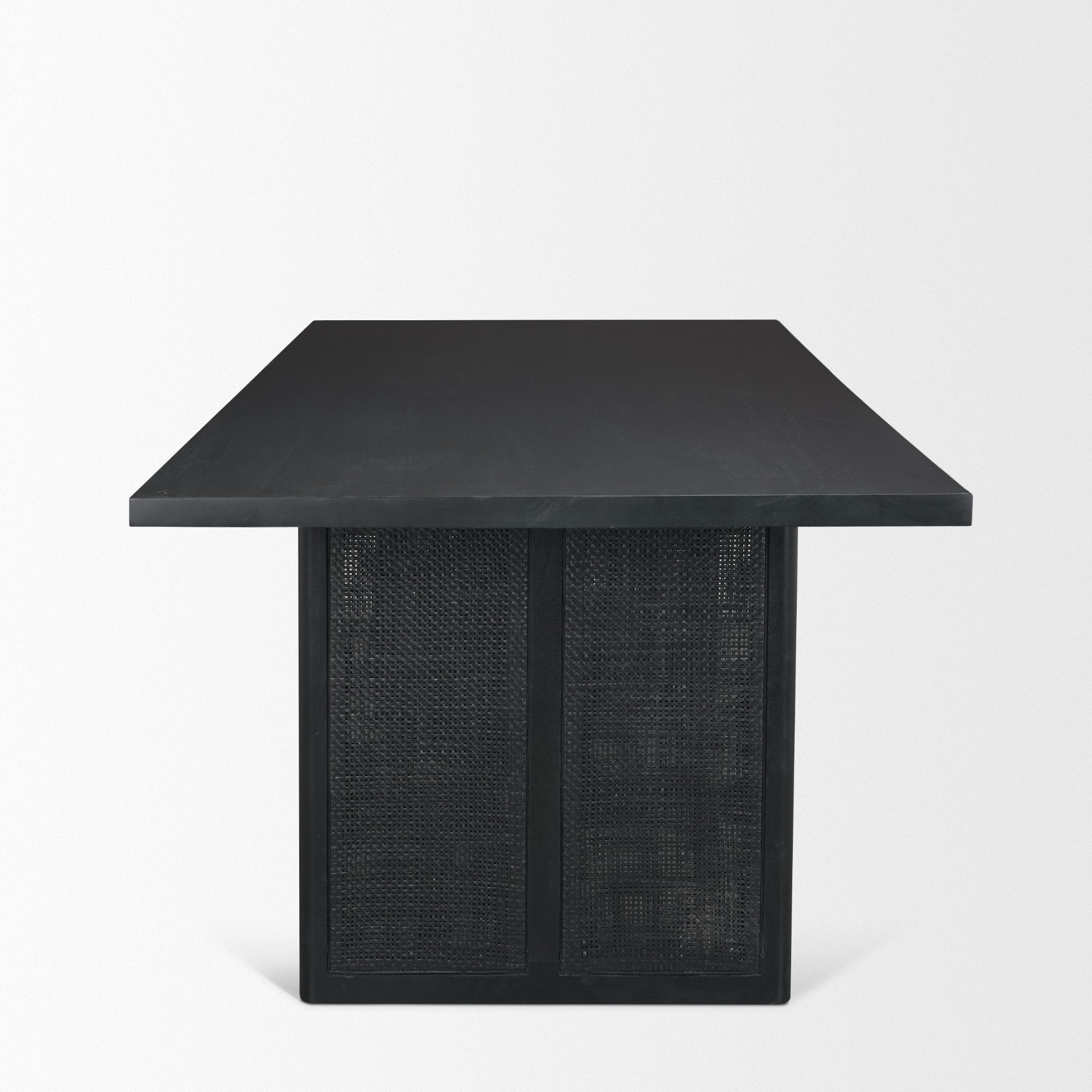 Grier 84" Black Wood w/ Black Cane Dining Table - Central Designs