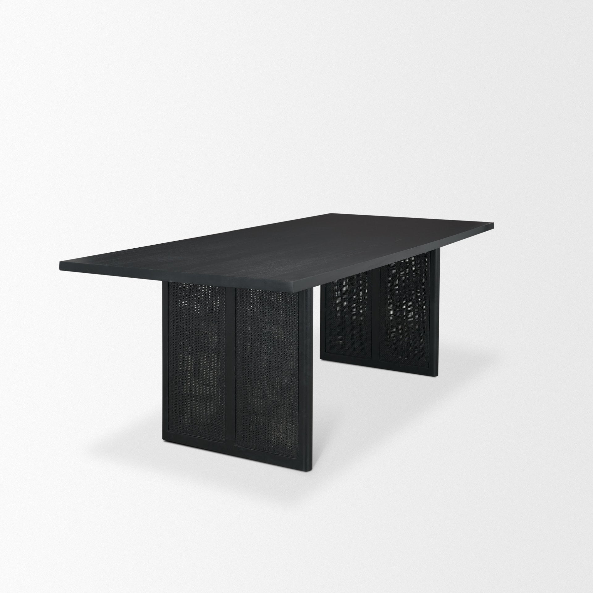 Grier 84" Black Wood w/ Black Cane Dining Table - Central Designs