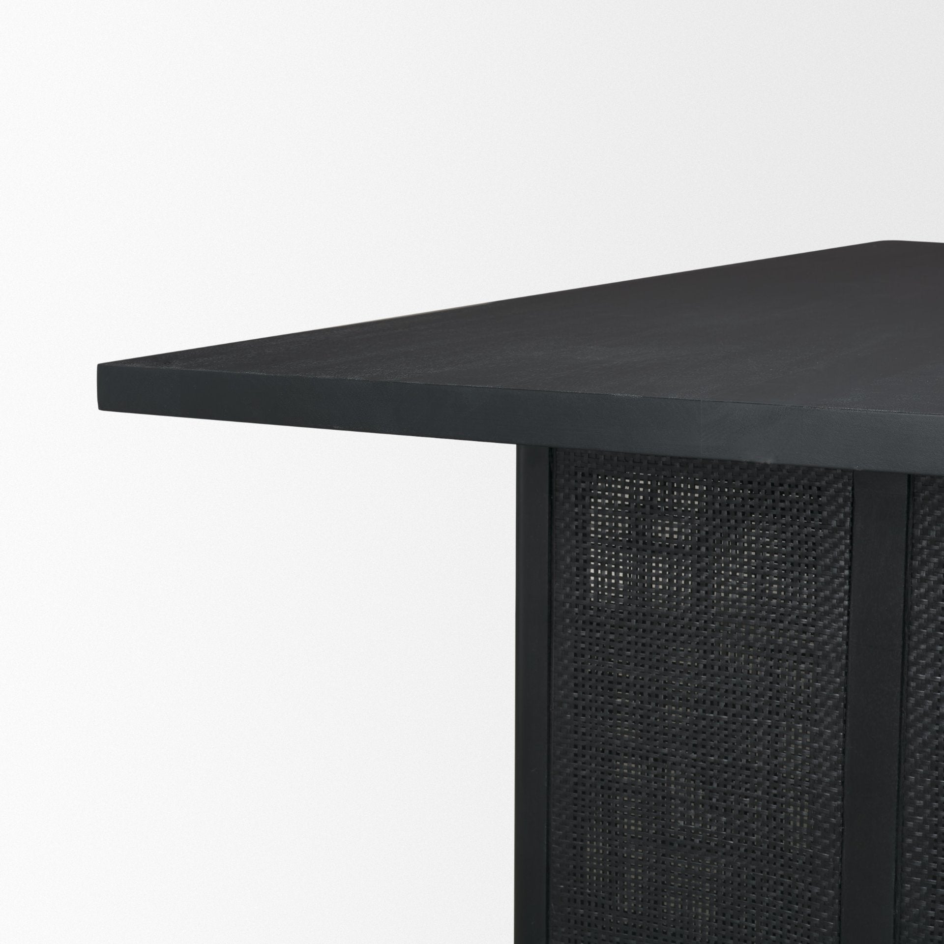 Grier 84" Black Wood w/ Black Cane Dining Table - Central Designs