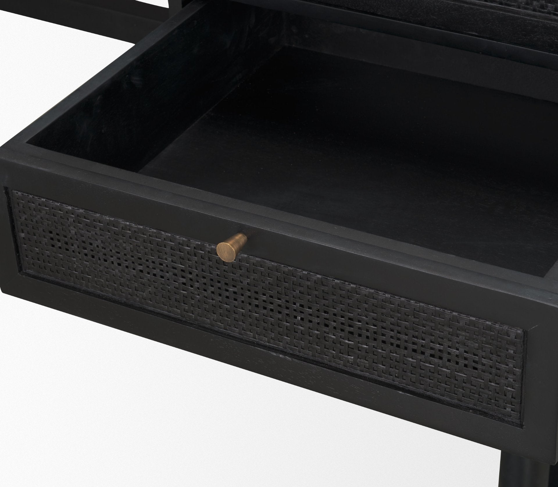 Grier  60" Black Solid Wood W/ Black Cane Office Desk