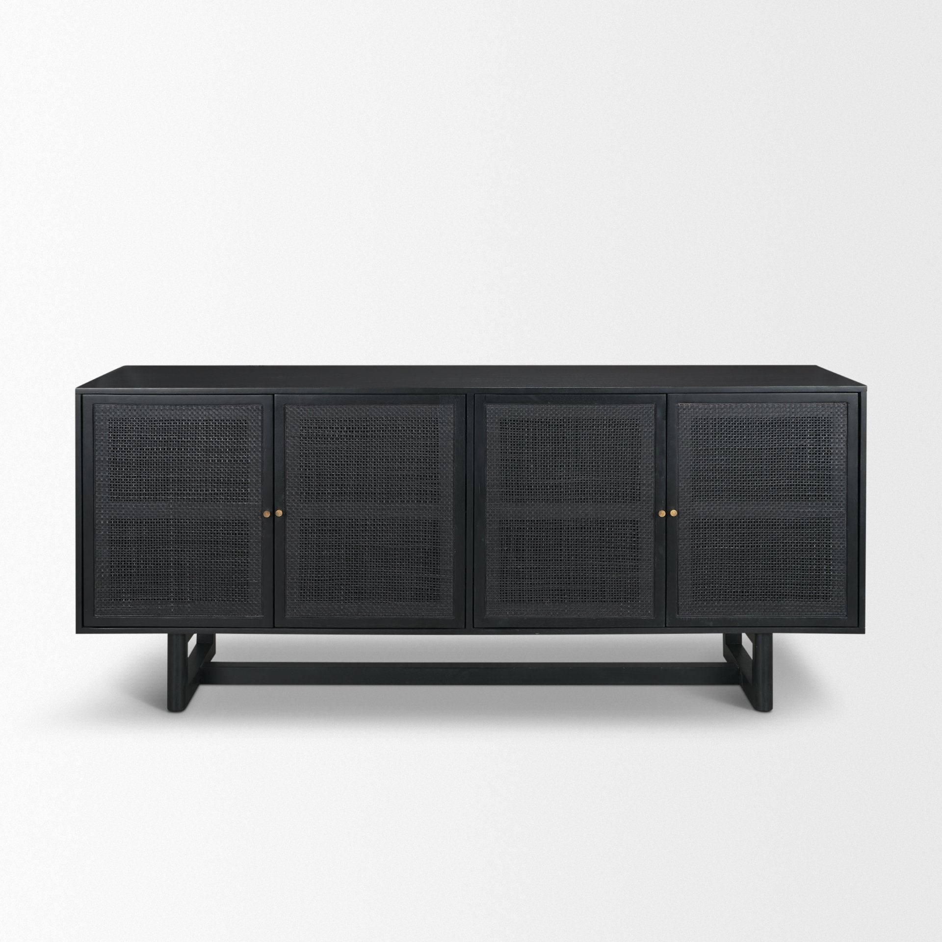 Grier 72" Black Wood W/ Black Cane Sideboard - Central Designs
