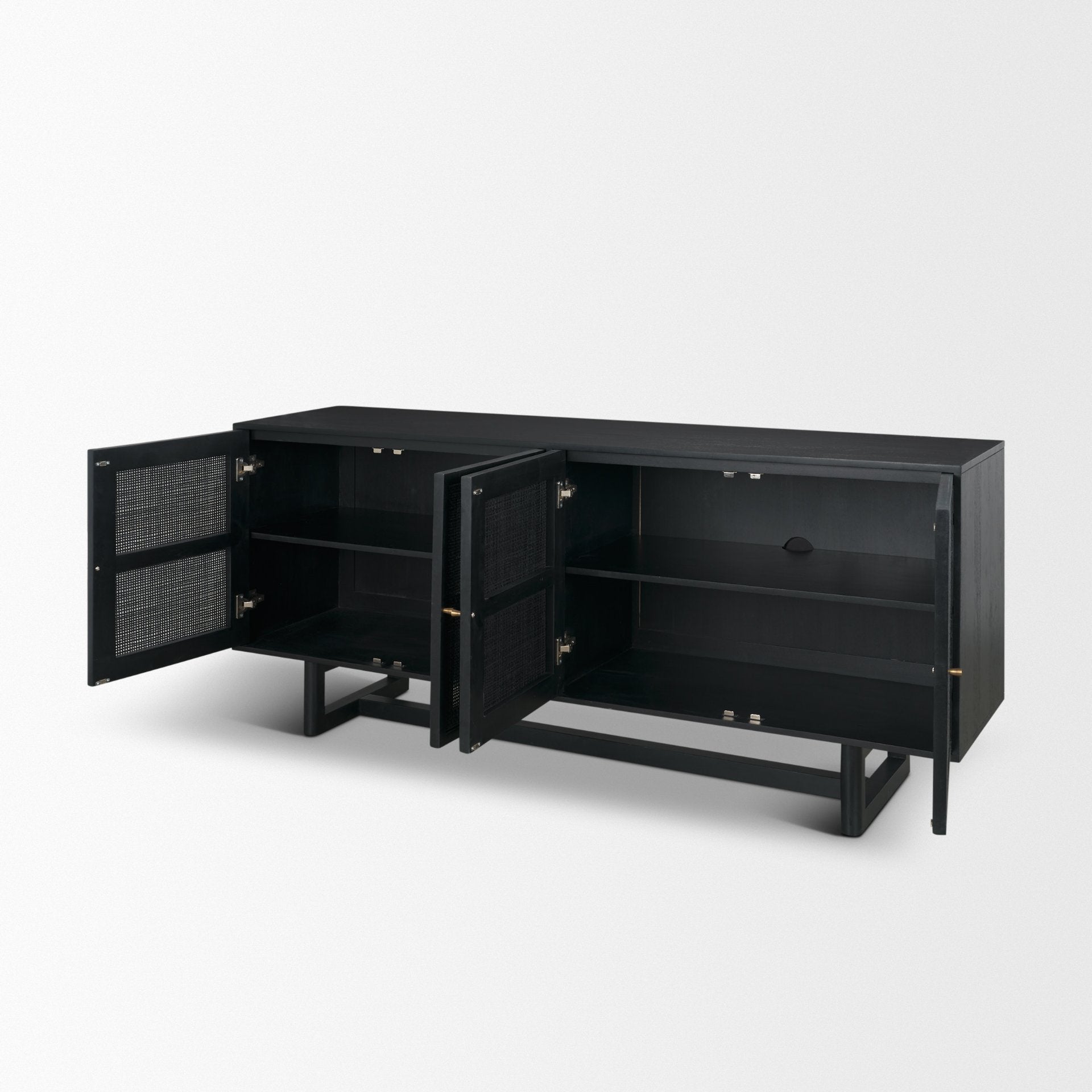 Grier 72" Black Wood W/ Black Cane Sideboard - Central Designs