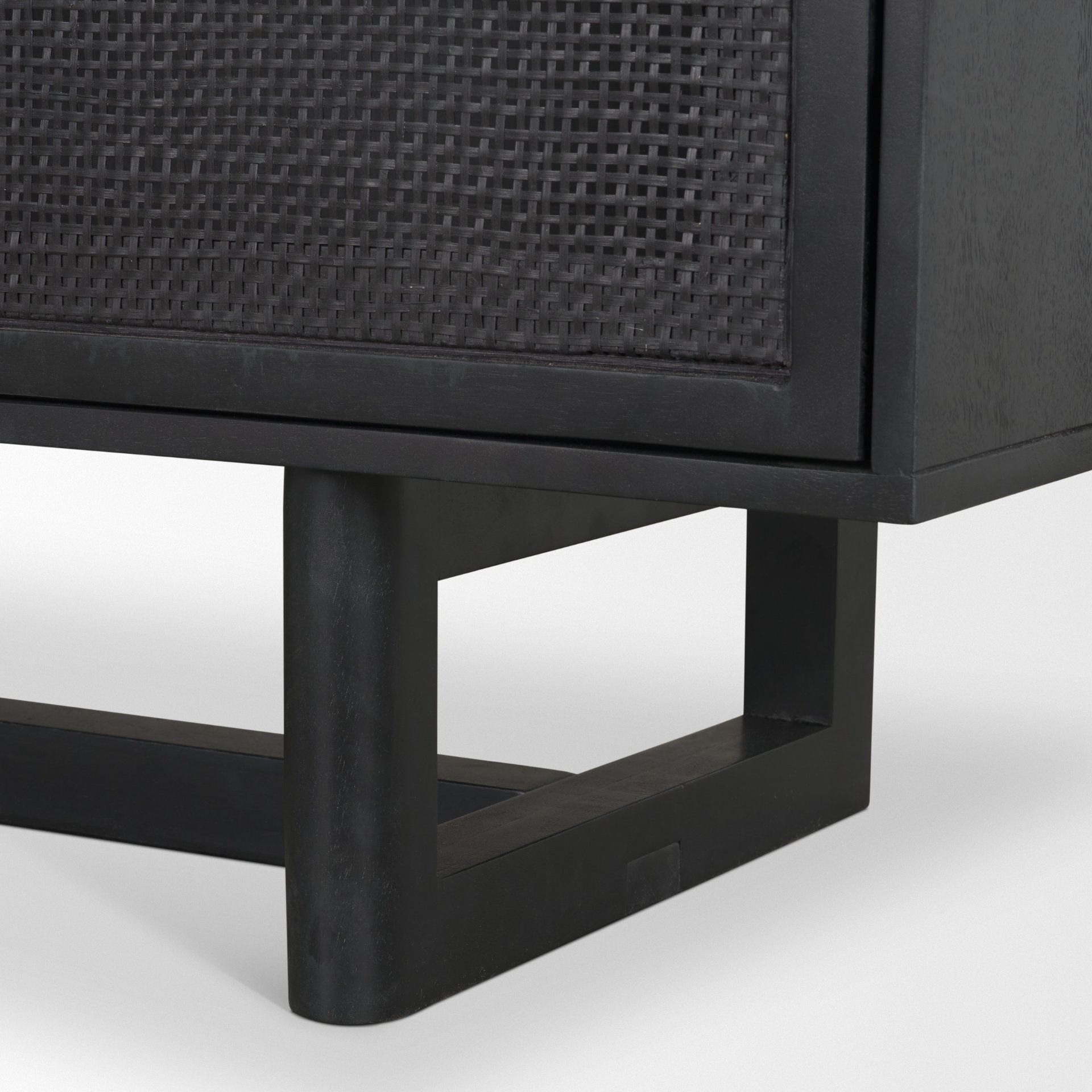 Grier 72" Black Wood W/ Black Cane Sideboard - Central Designs