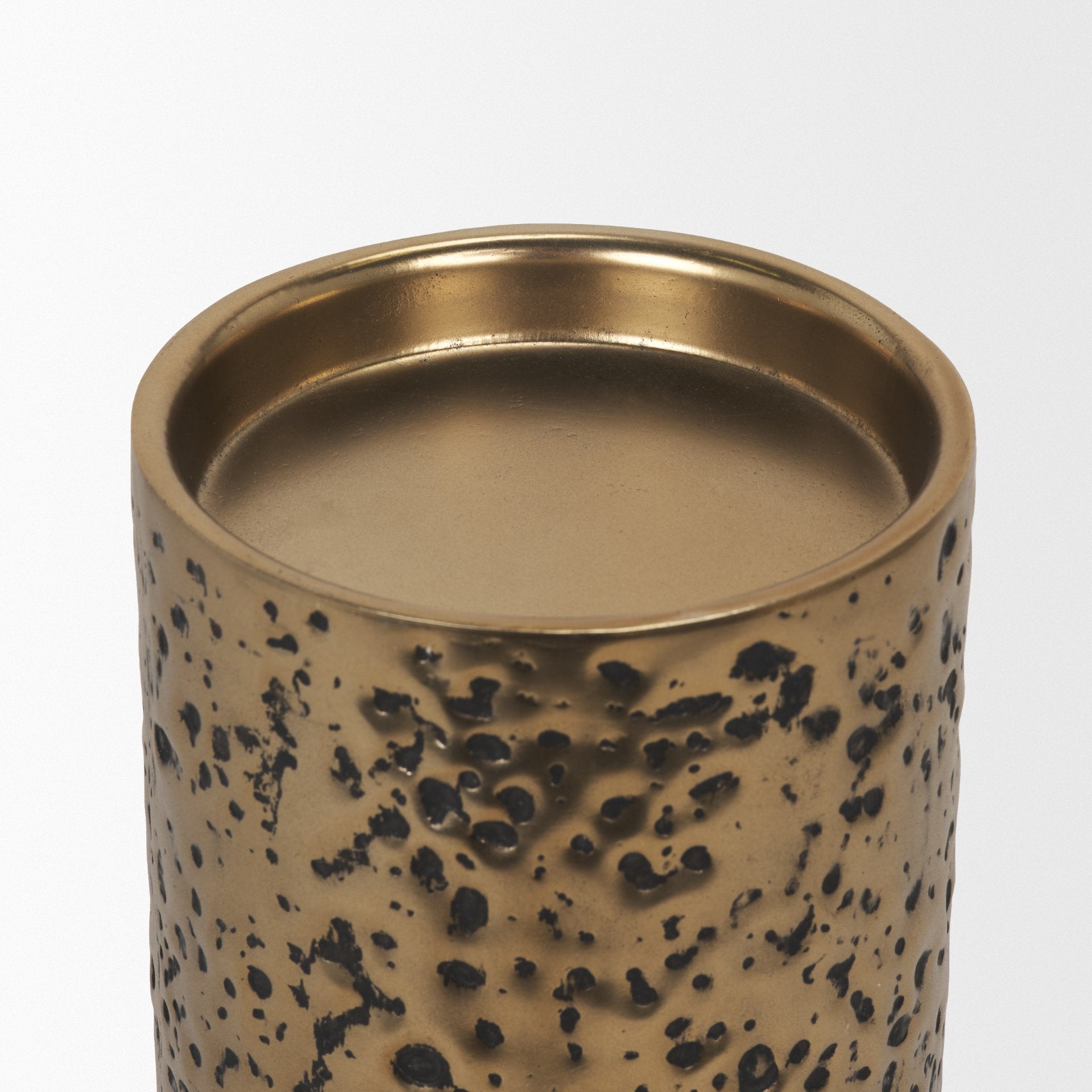 Akira Small Hammered Gold Metal Pillar Candle Holder - Central Designs