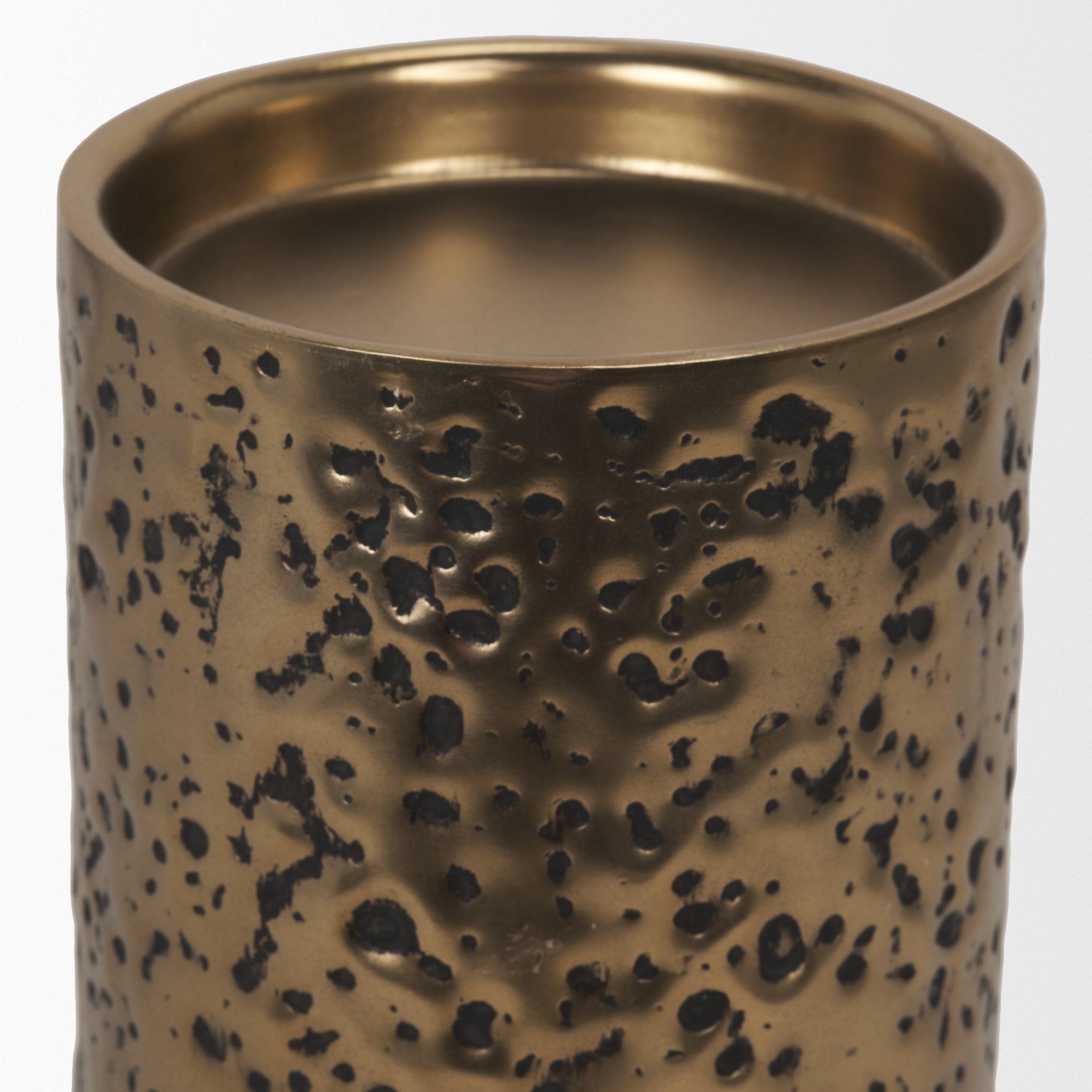 Akira Small Hammered Gold Metal Pillar Candle Holder - Central Designs