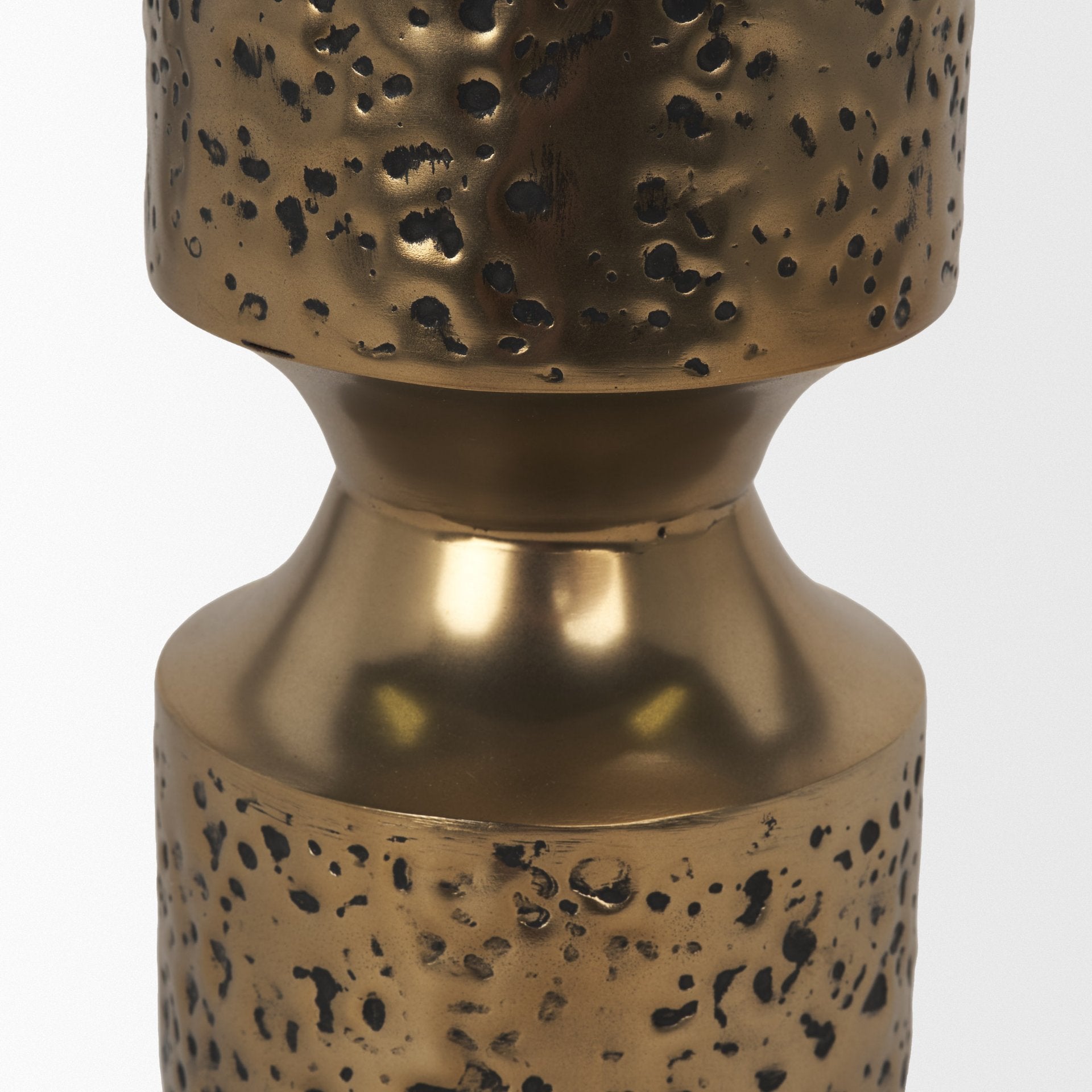 Akira Small Hammered Gold Metal Pillar Candle Holder - Central Designs