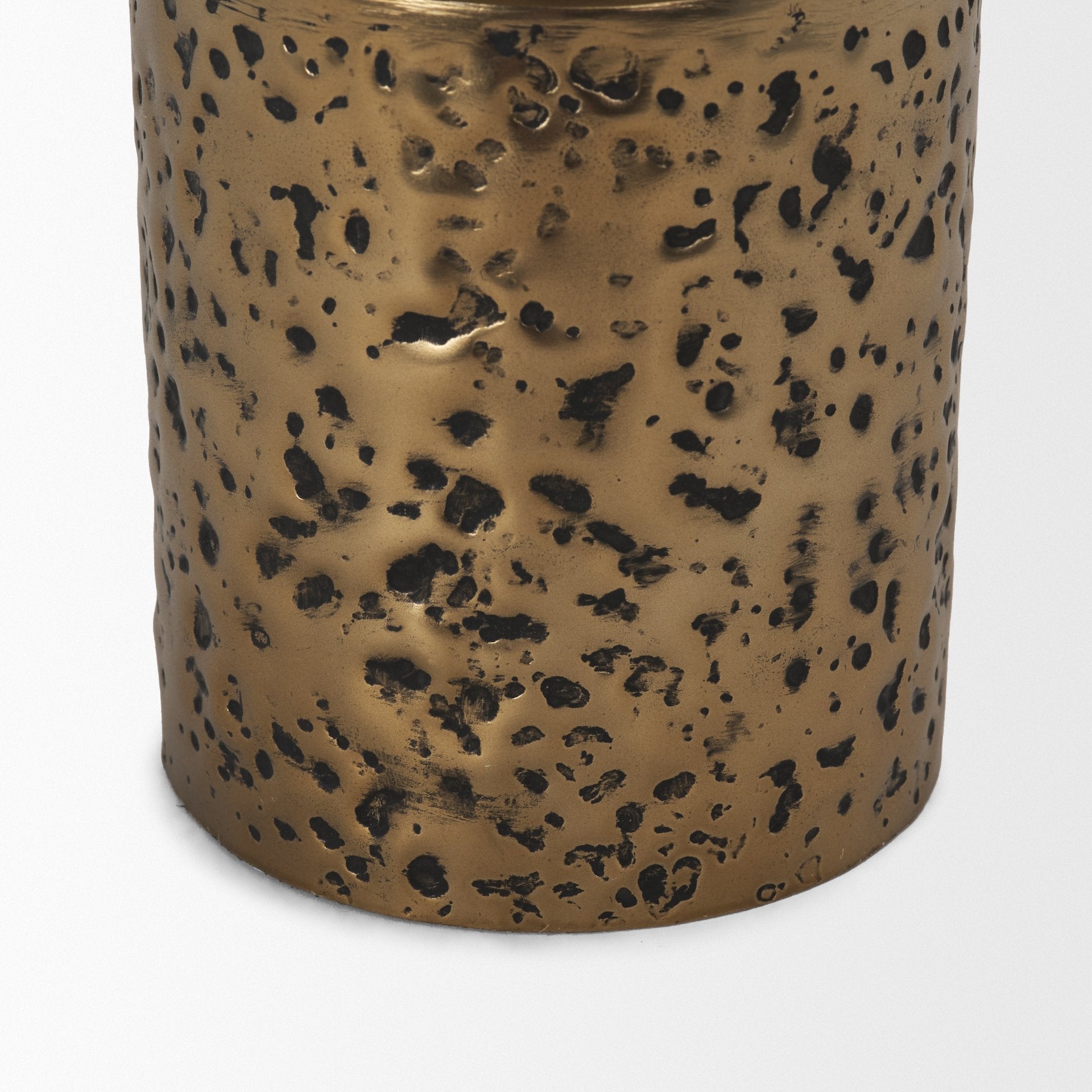 Akira Small Hammered Gold Metal Pillar Candle Holder - Central Designs