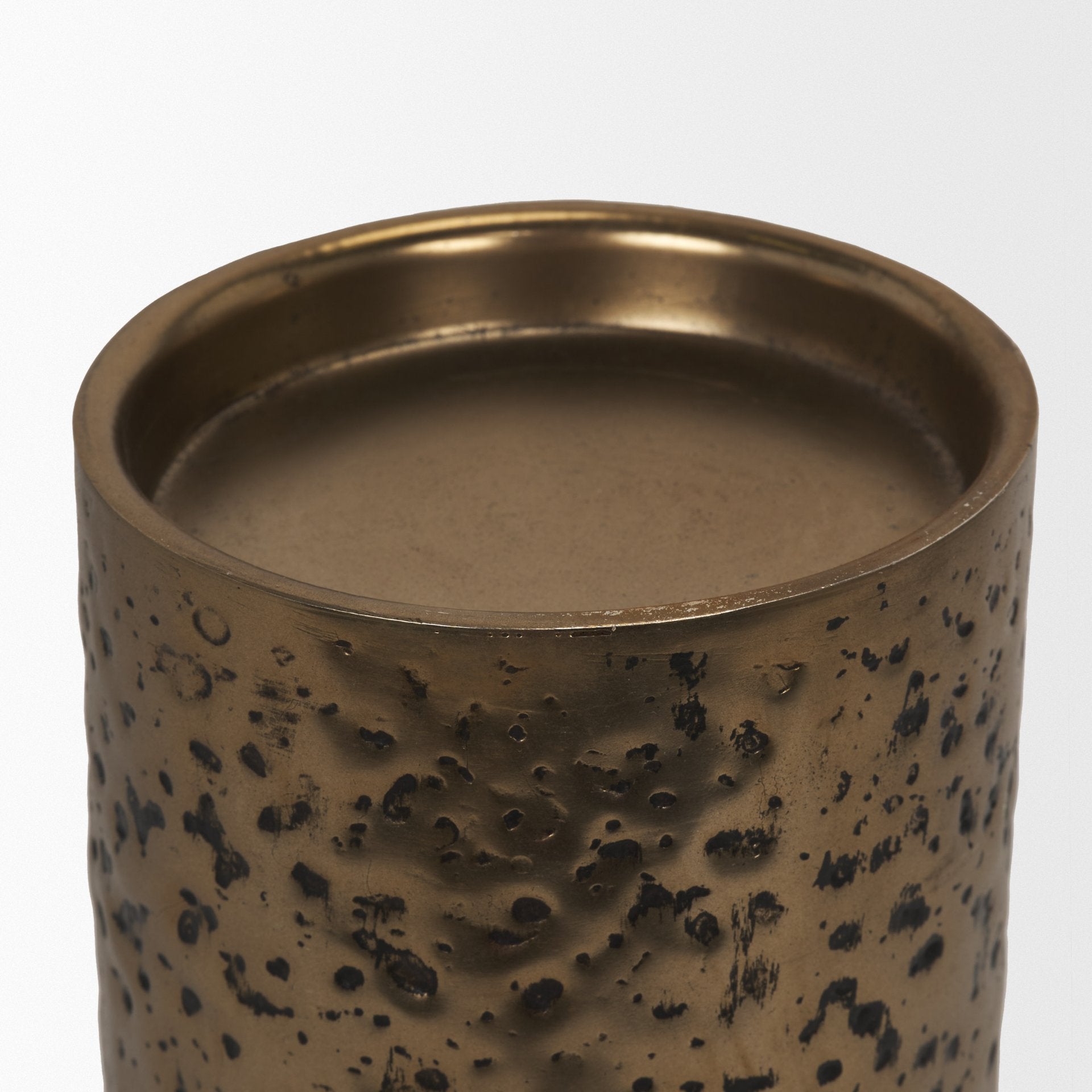 Akira Large Hammered Gold Metal Pillar Candle Holder - Central Designs