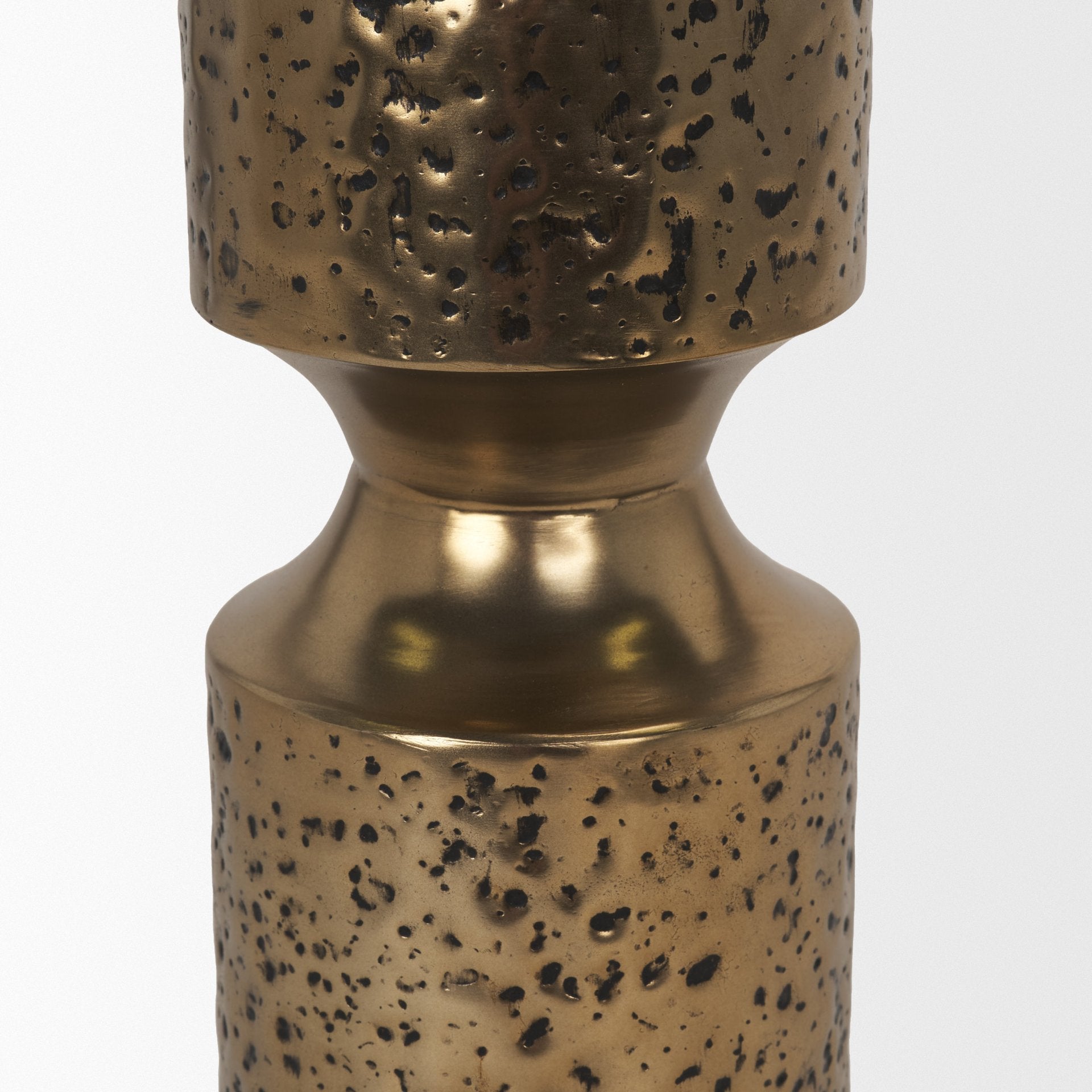 Akira Large Hammered Gold Metal Pillar Candle Holder - Central Designs