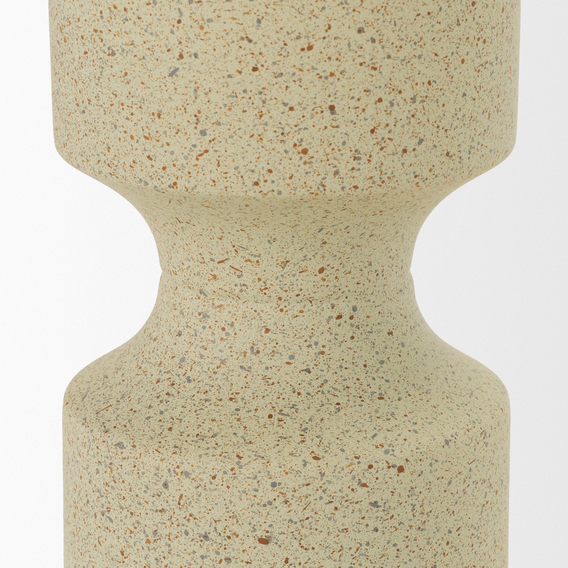 Akira Small Textured Beige Metal Pillar Candle Holder - Central Designs