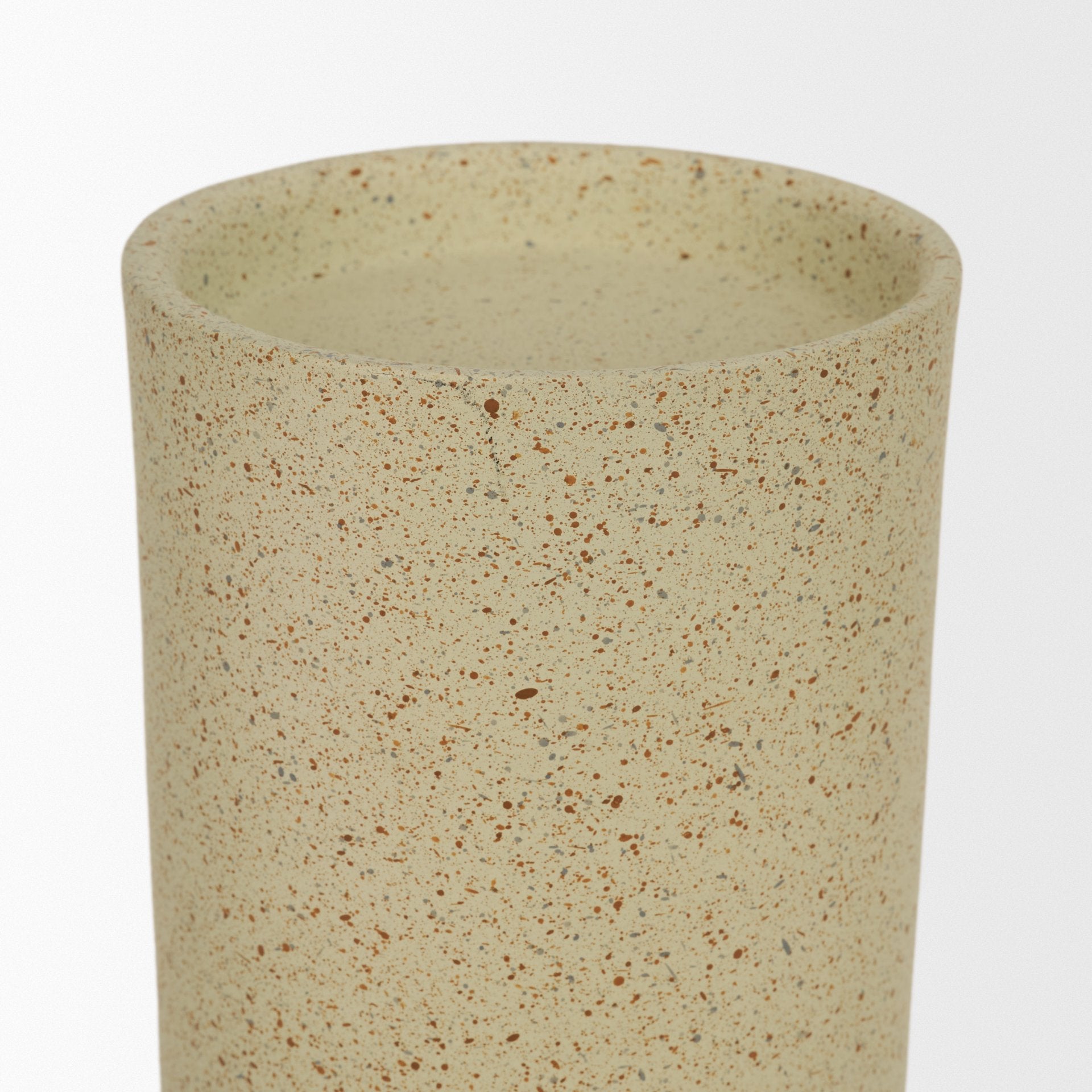 Akira Large Textured Beige Metal Pillar Candle Holder - Central Designs