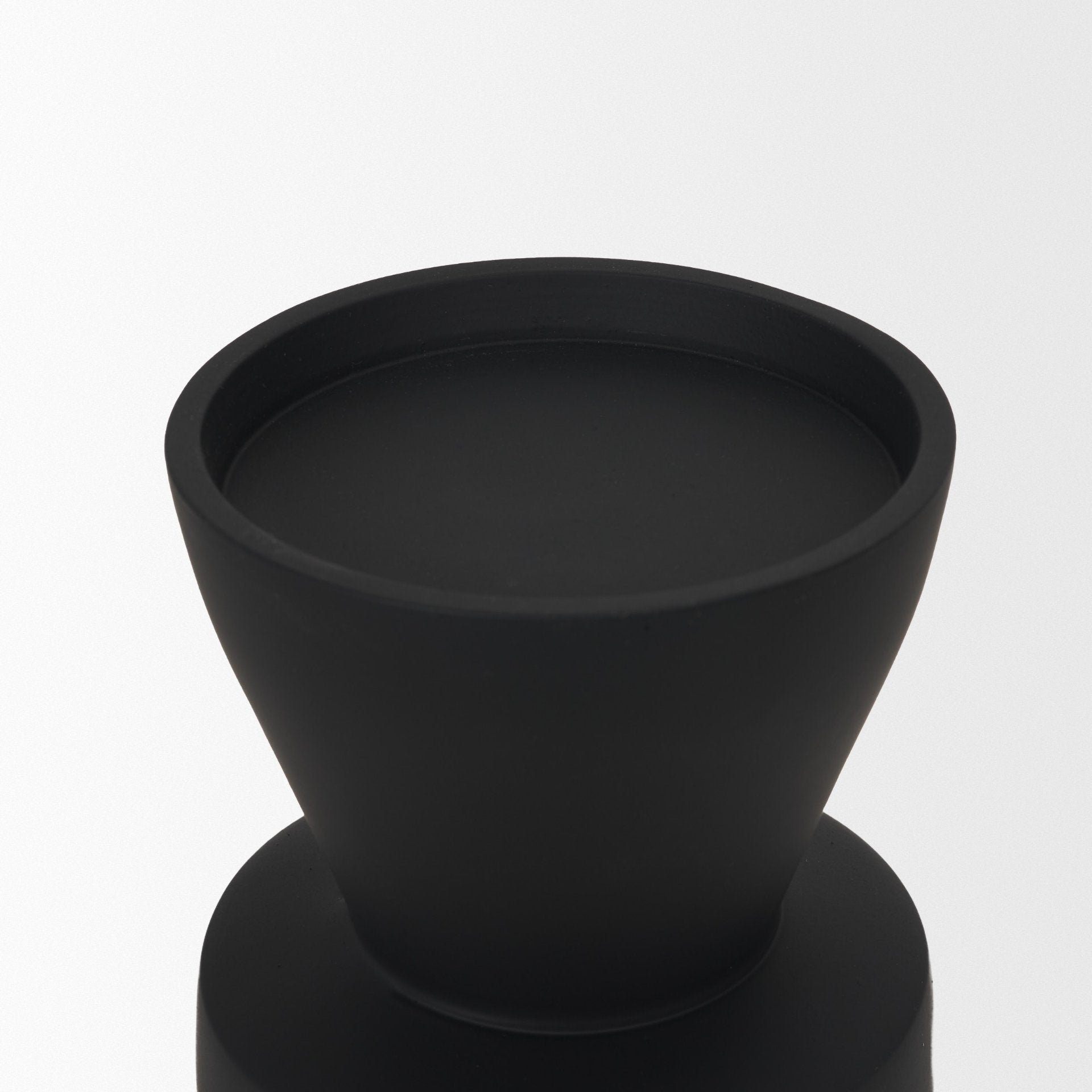 Odilia Small Smooth Matte Black Metal Geometric Pillar Candle Holder - Central Designs