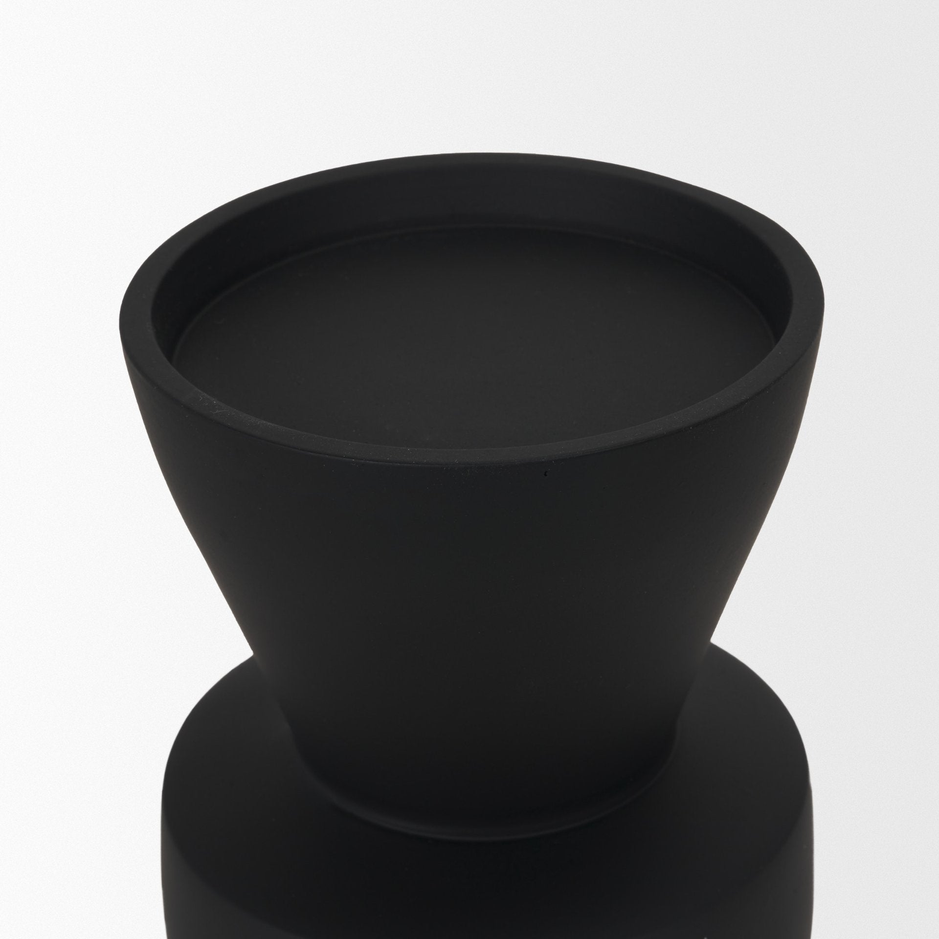 Odilia Small Smooth Matte Black Metal Geometric Pillar Candle Holder - Central Designs