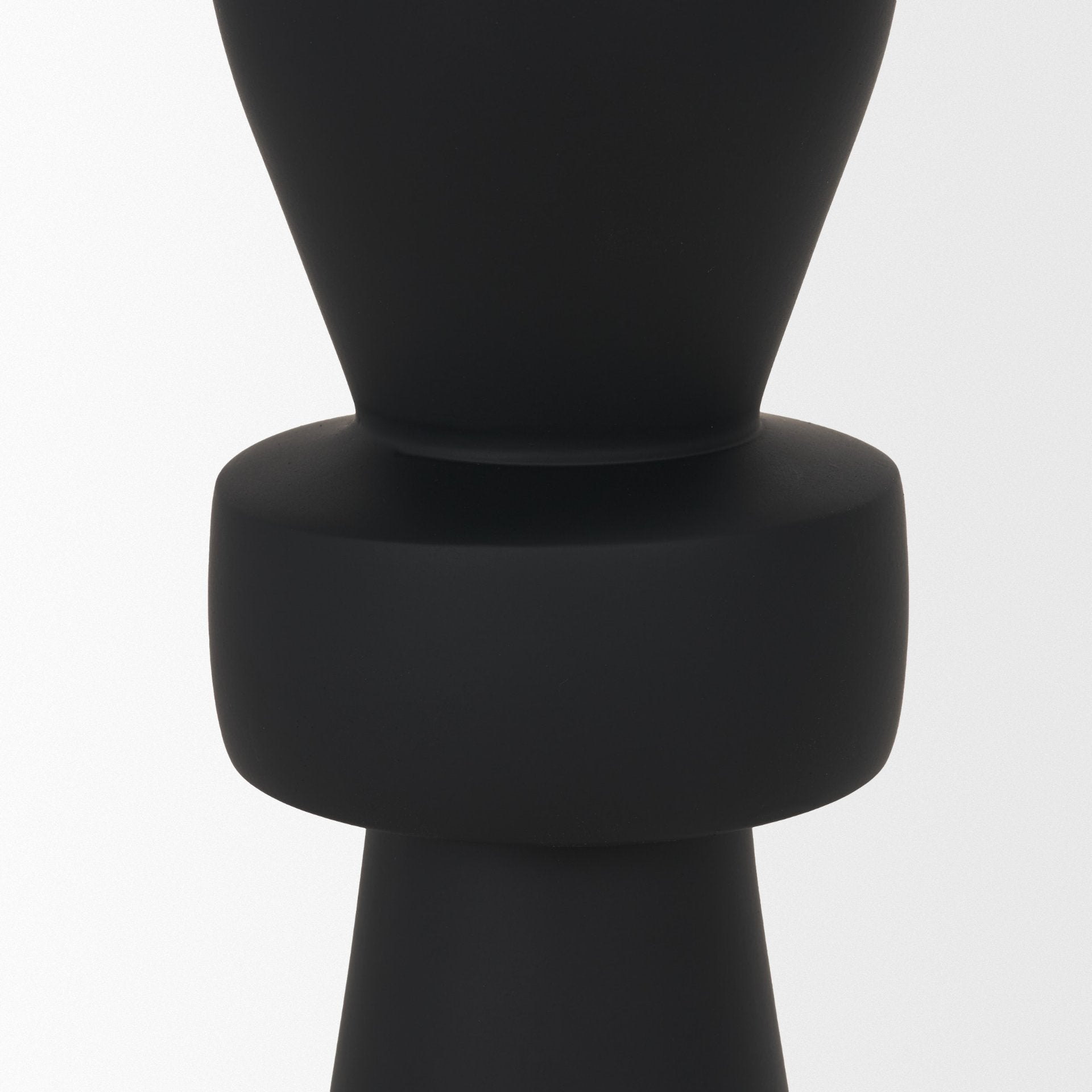 Odilia Small Smooth Matte Black Metal Geometric Pillar Candle Holder - Central Designs