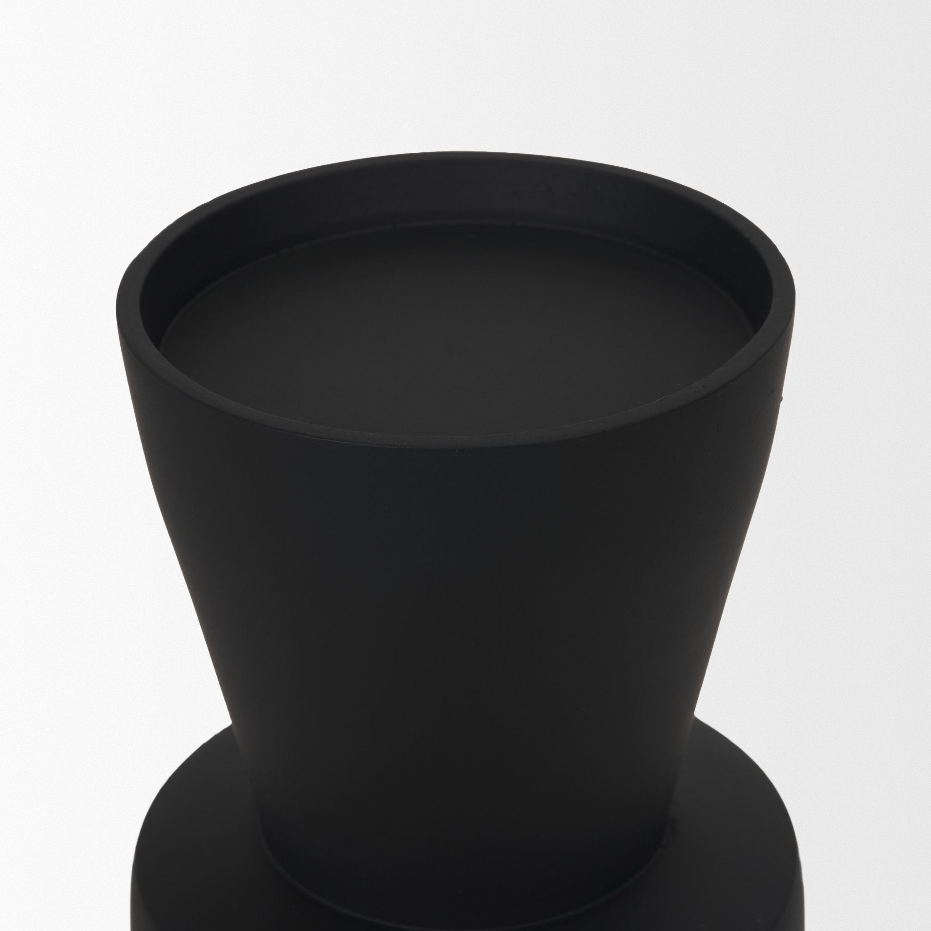 Odilia Large Smooth Matte Black Metal Geometric Pillar Candle Holder - Central Designs