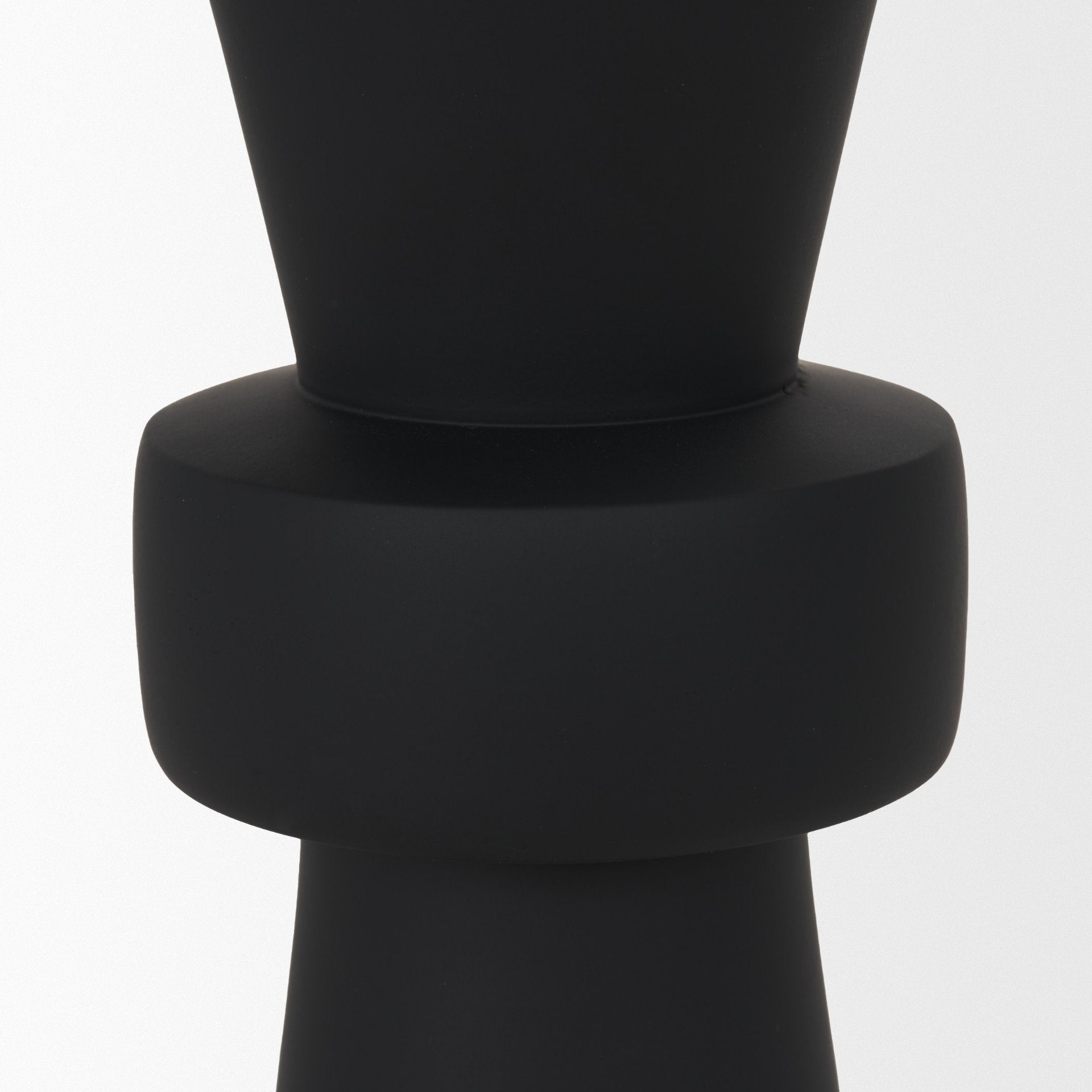 Odilia Large Smooth Matte Black Metal Geometric Pillar Candle Holder - Central Designs