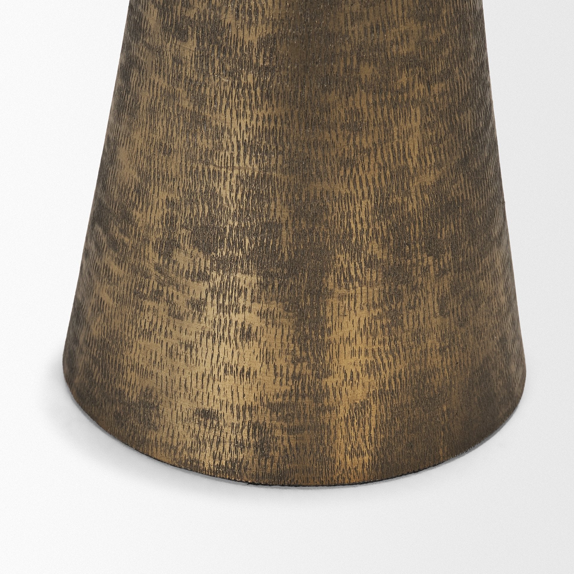 Odilia Small Textured Antiqued Gold Metal Geometric Pillar Candle Holder - Central Designs
