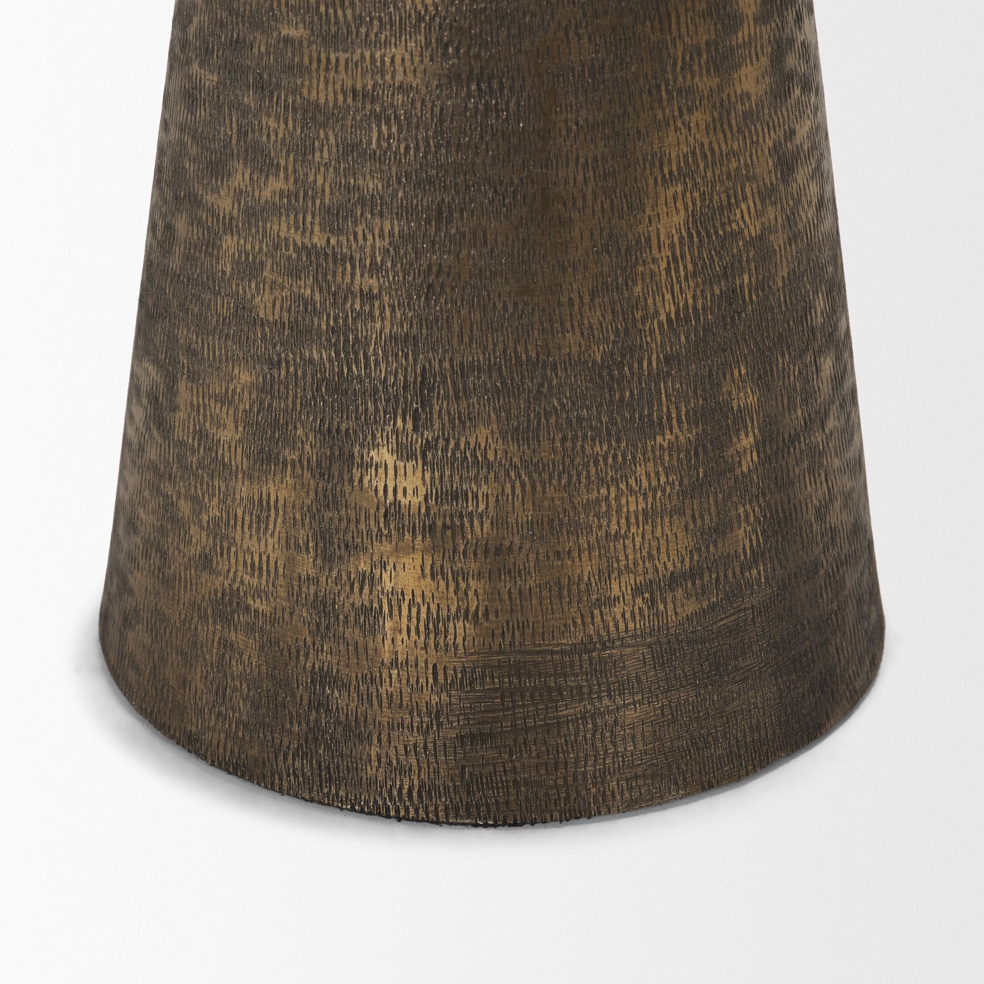 Odilia Large Textured Antiqued Gold Metal Geometric Pillar Candle Holder - Central Designs