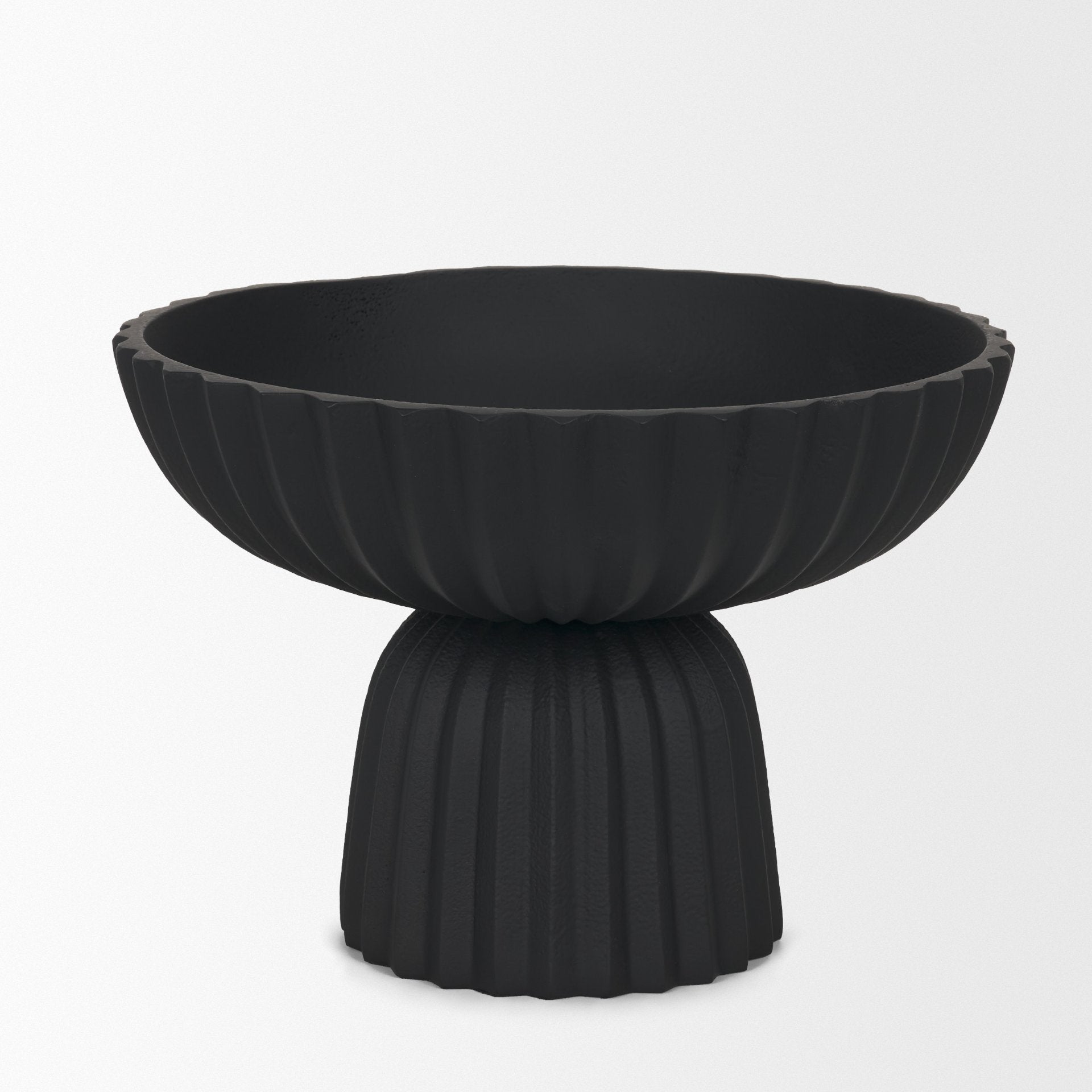 Ciaran Smooth Fluted Matte Black Metal Decorative Bowl - Central Designs