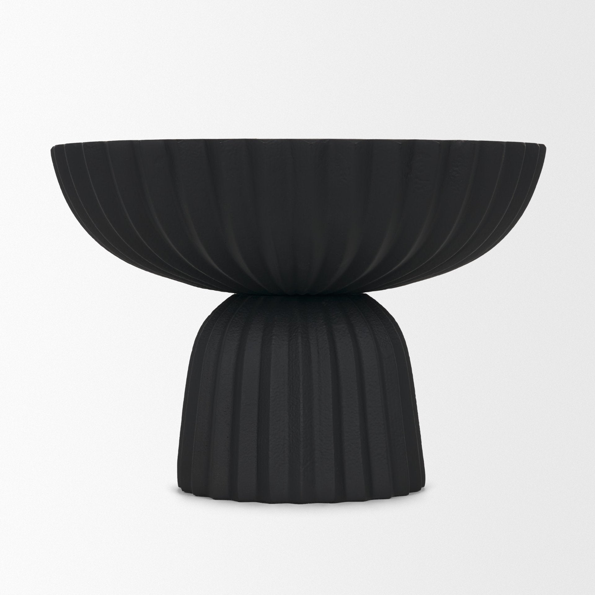 Ciaran Smooth Fluted Matte Black Metal Decorative Bowl - Central Designs