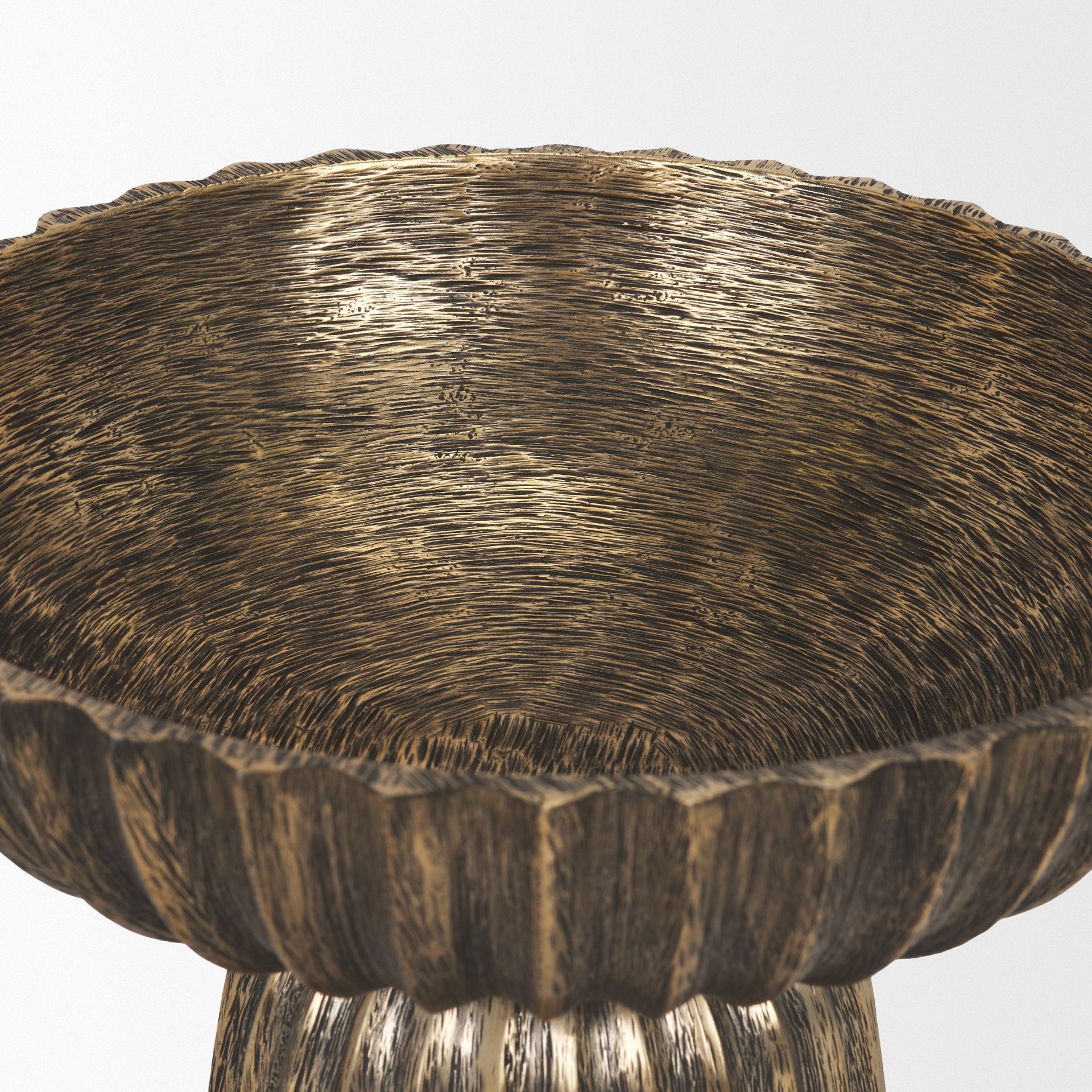 Ciaran Fluted Textured Antiqued Gold Metal Decorative Bowl - Central Designs