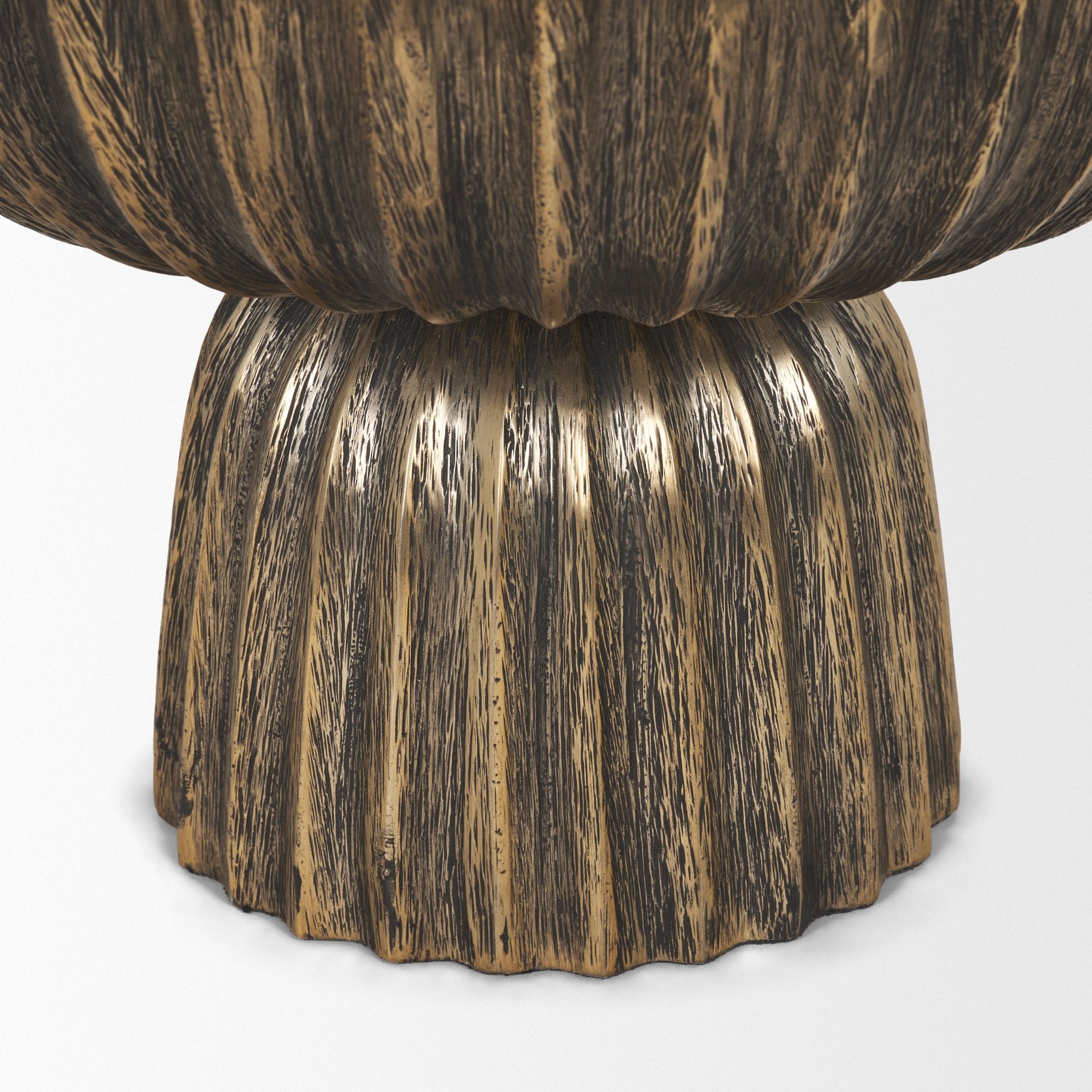 Ciaran Fluted Textured Antiqued Gold Metal Decorative Bowl - Central Designs