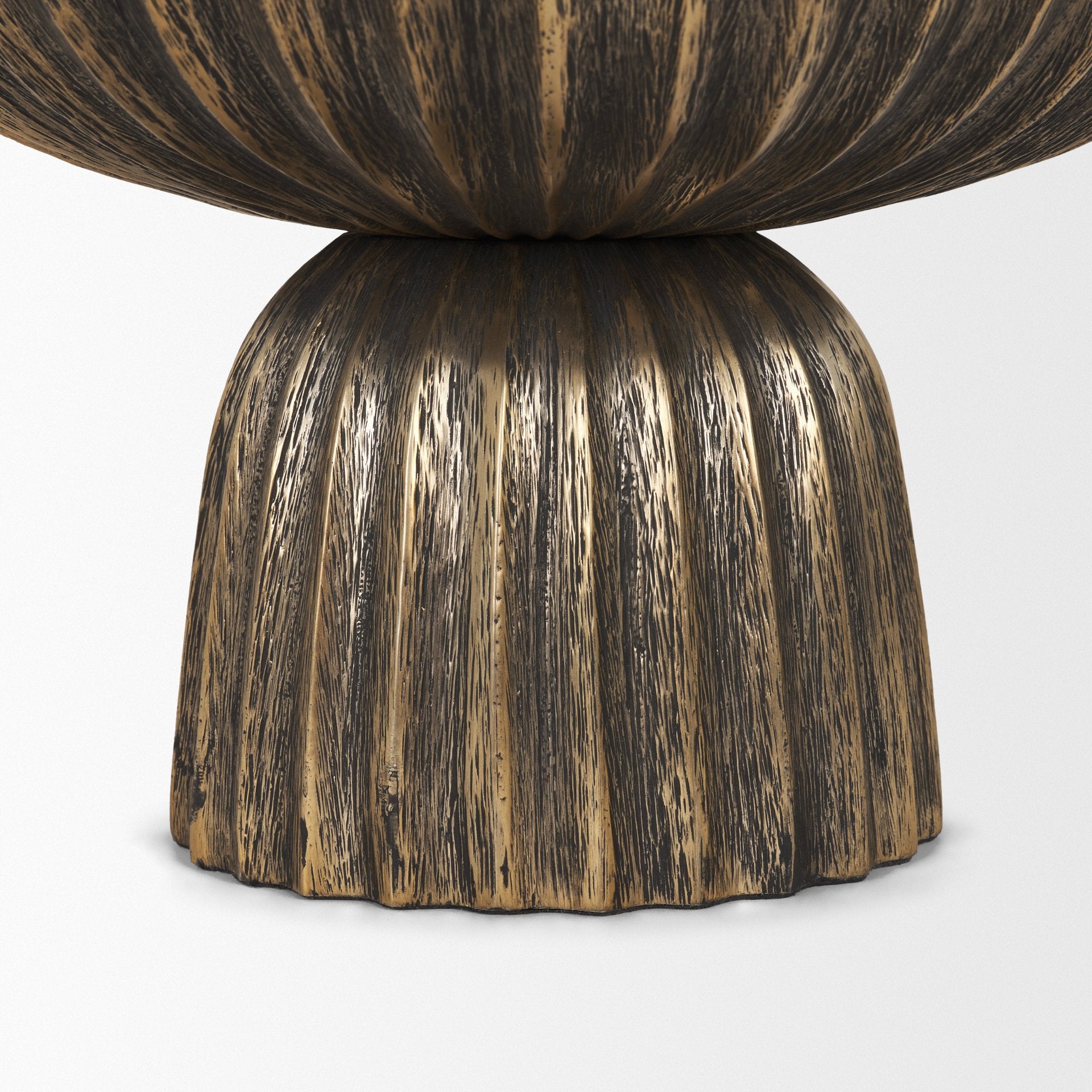 Ciaran Fluted Textured Antiqued Gold Metal Decorative Bowl - Central Designs