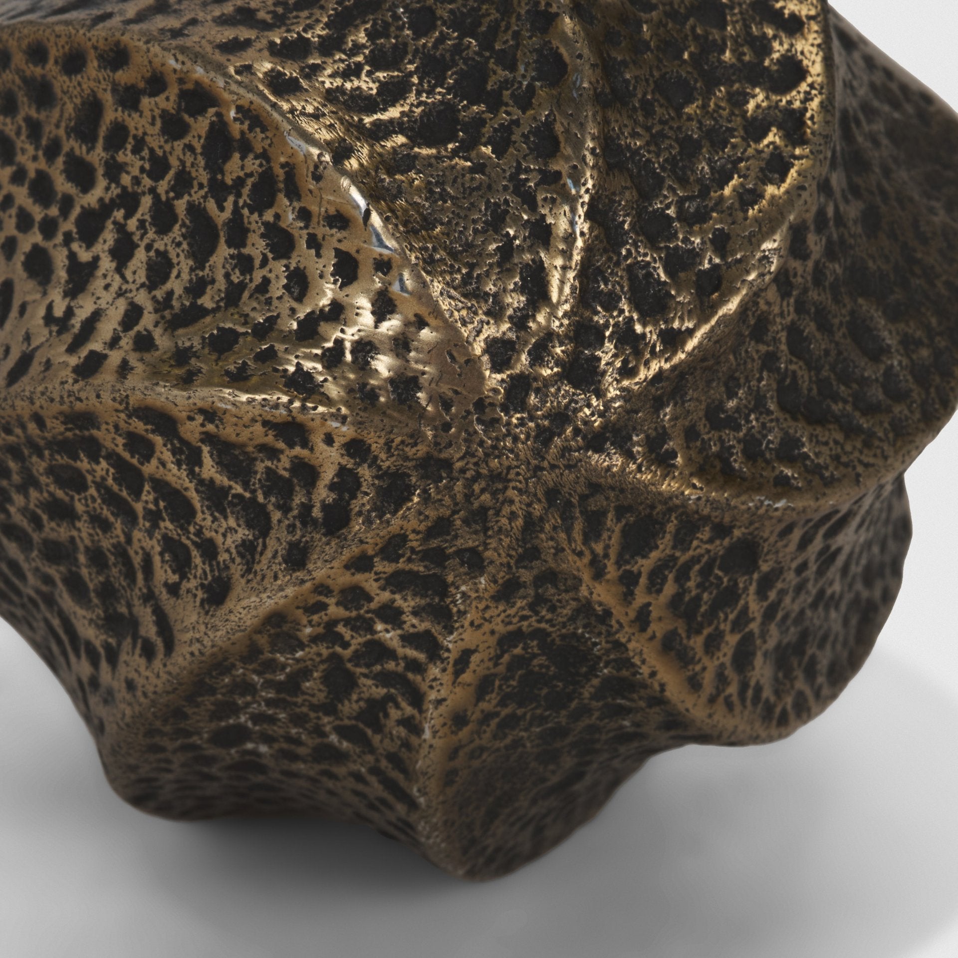 Imani Small Sculptural Textured Antiqued Gold Metal Decorative Orb Object - Central Designs