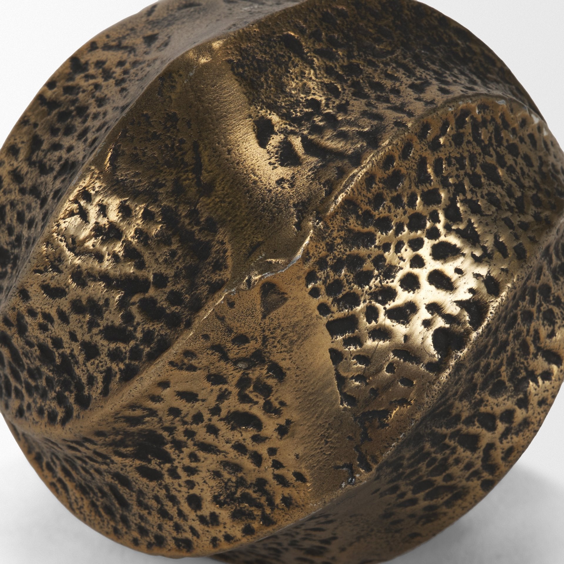 Imani Small Sculptural Textured Antiqued Gold Metal Decorative Orb Object - Central Designs